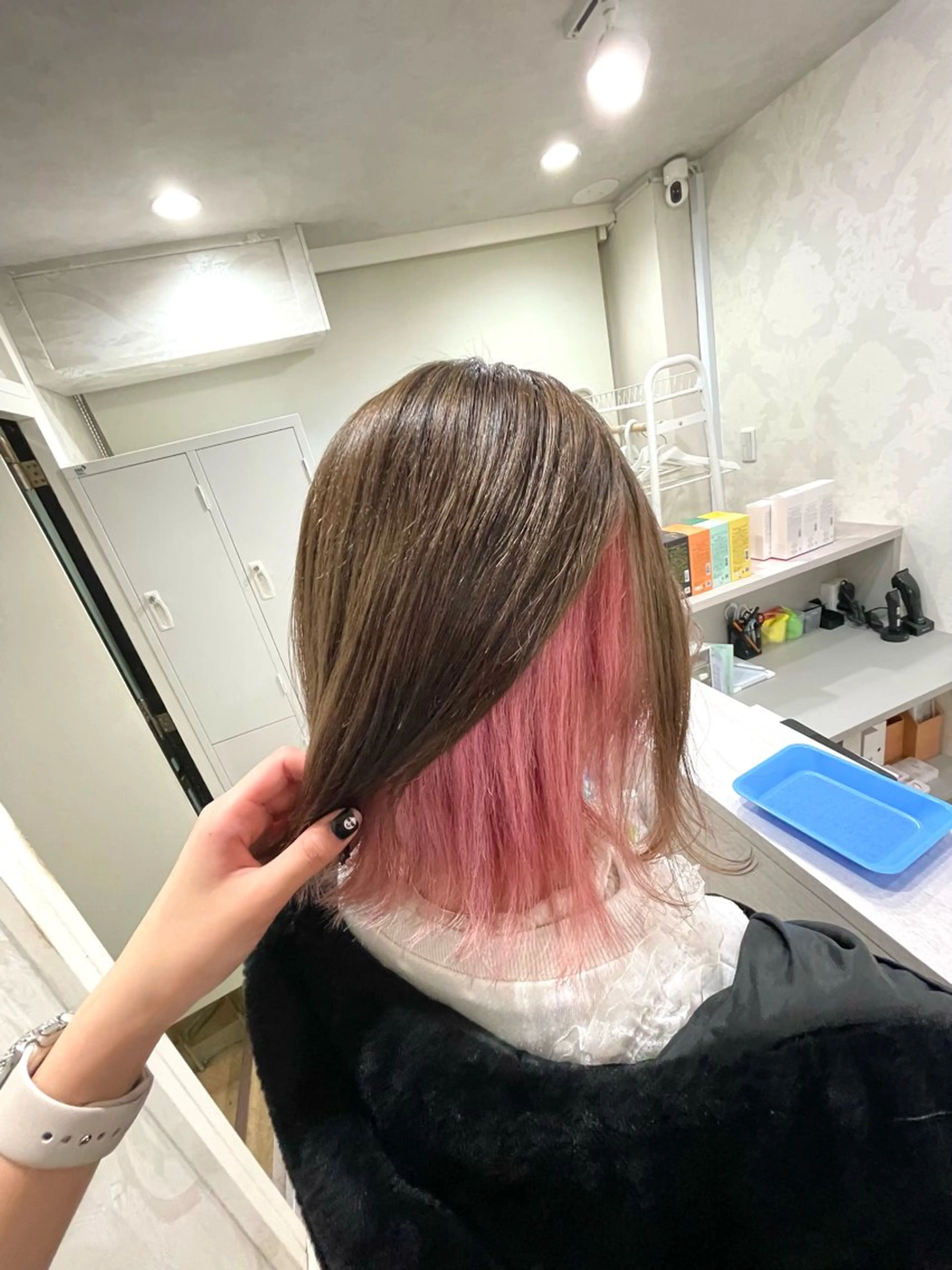 ミディアム カラー インナーカラー ピンクカラー ili心斎橋所属・🩵ハイトーン/ レイヤーYUZU🩵のヘアスタイル