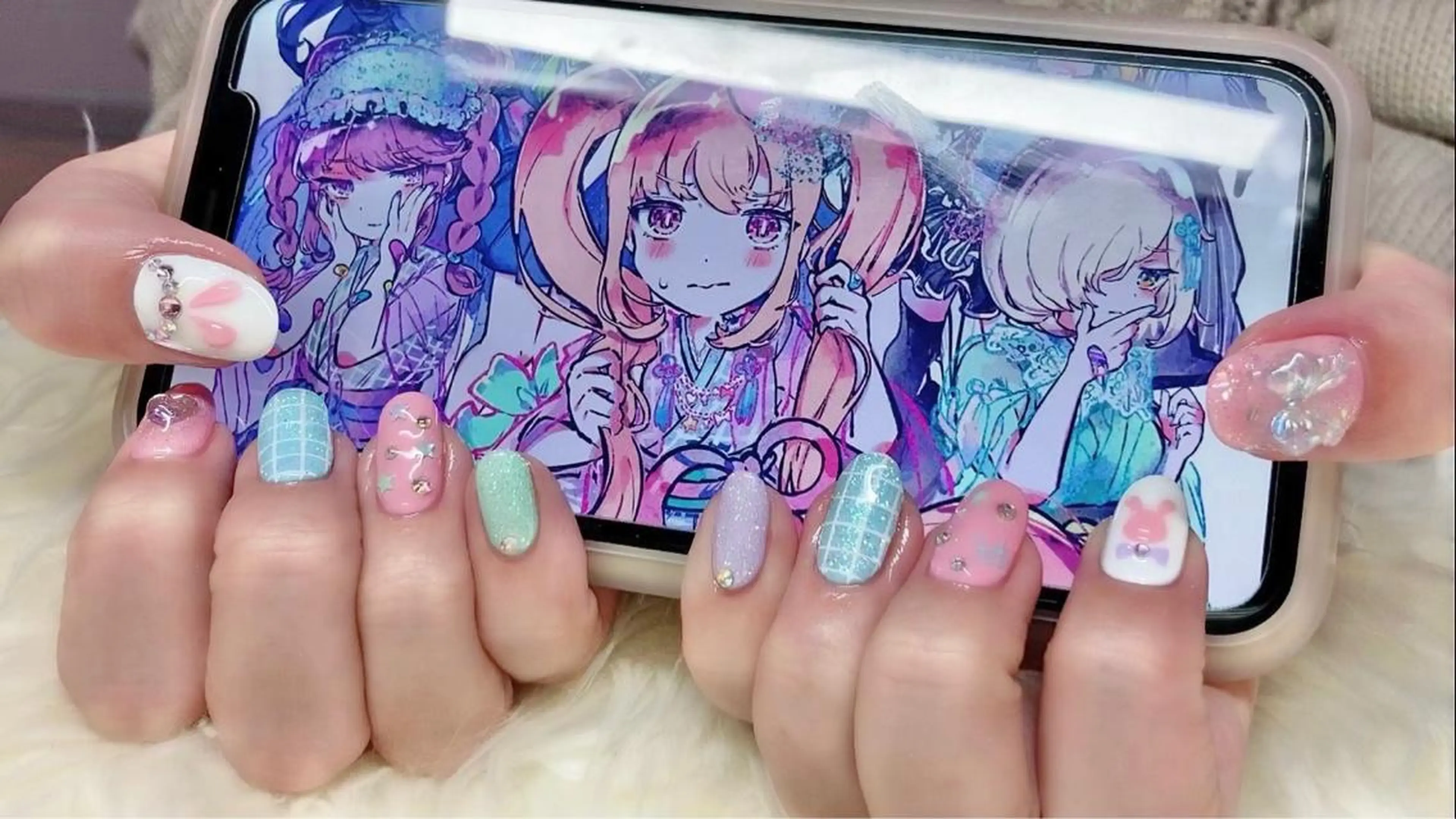 ネイル ジェルネイル 韓国ネイル 持ち込み パラジェル ハンドネイル Nail&eye Belire 新宿のネイルデザイン