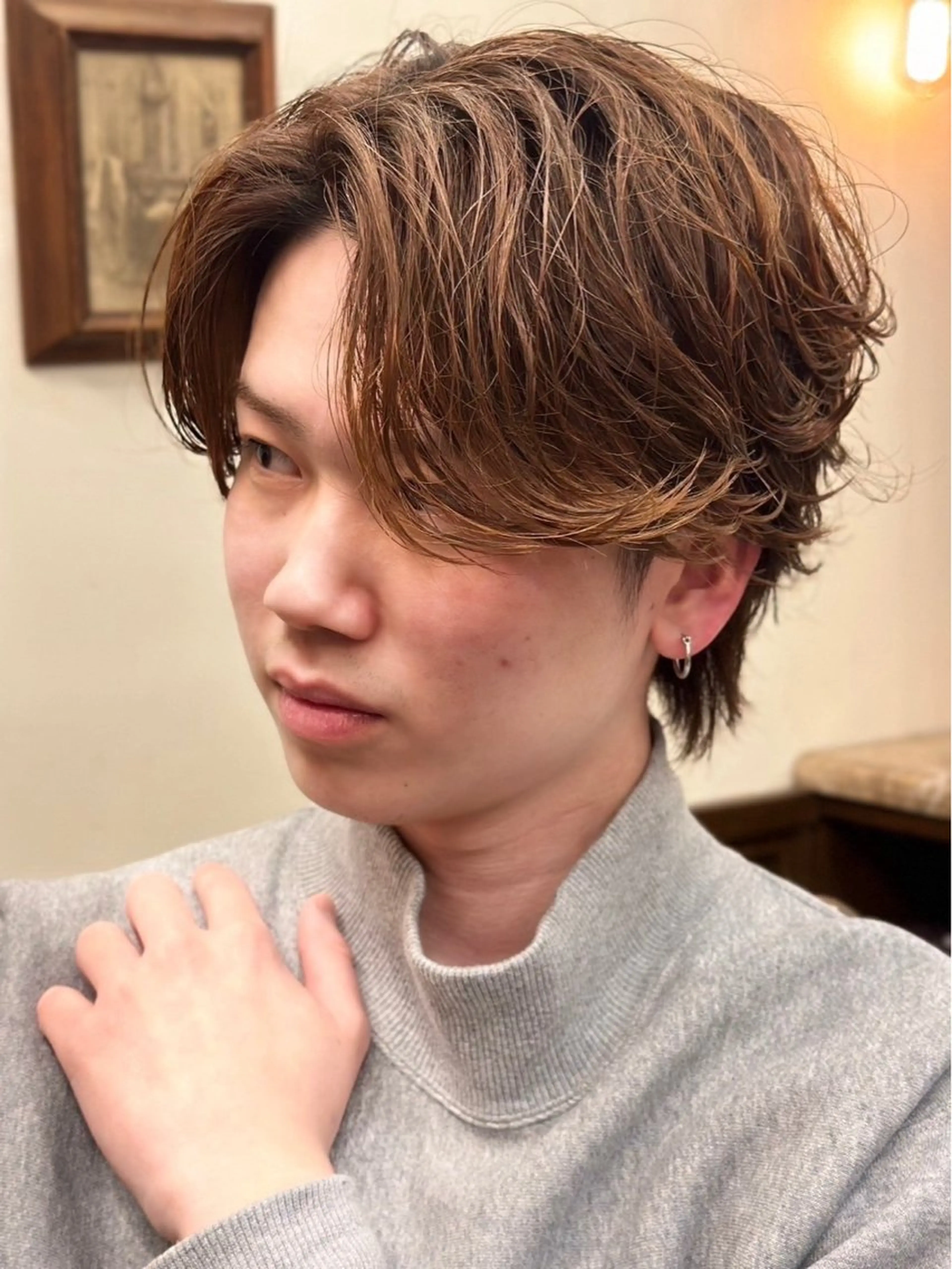 ショート パーマ メンズ 浅見 天翔のヘアスタイル