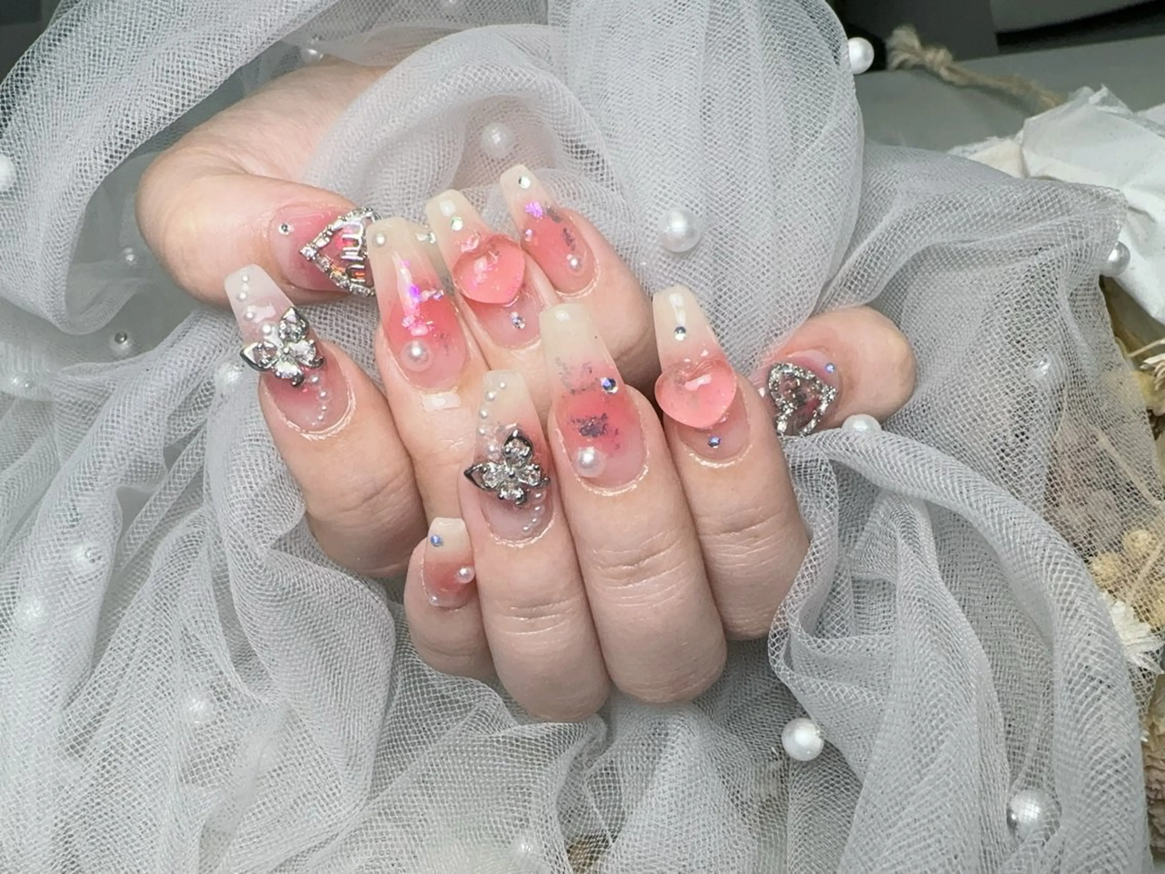 ネイル 長さ出し フレンチネイル ジェルネイル ガラスフレンチ 韓国ネイル ハンドネイル ハンドケア For U nail スカルプ専門店のネイルデザイン