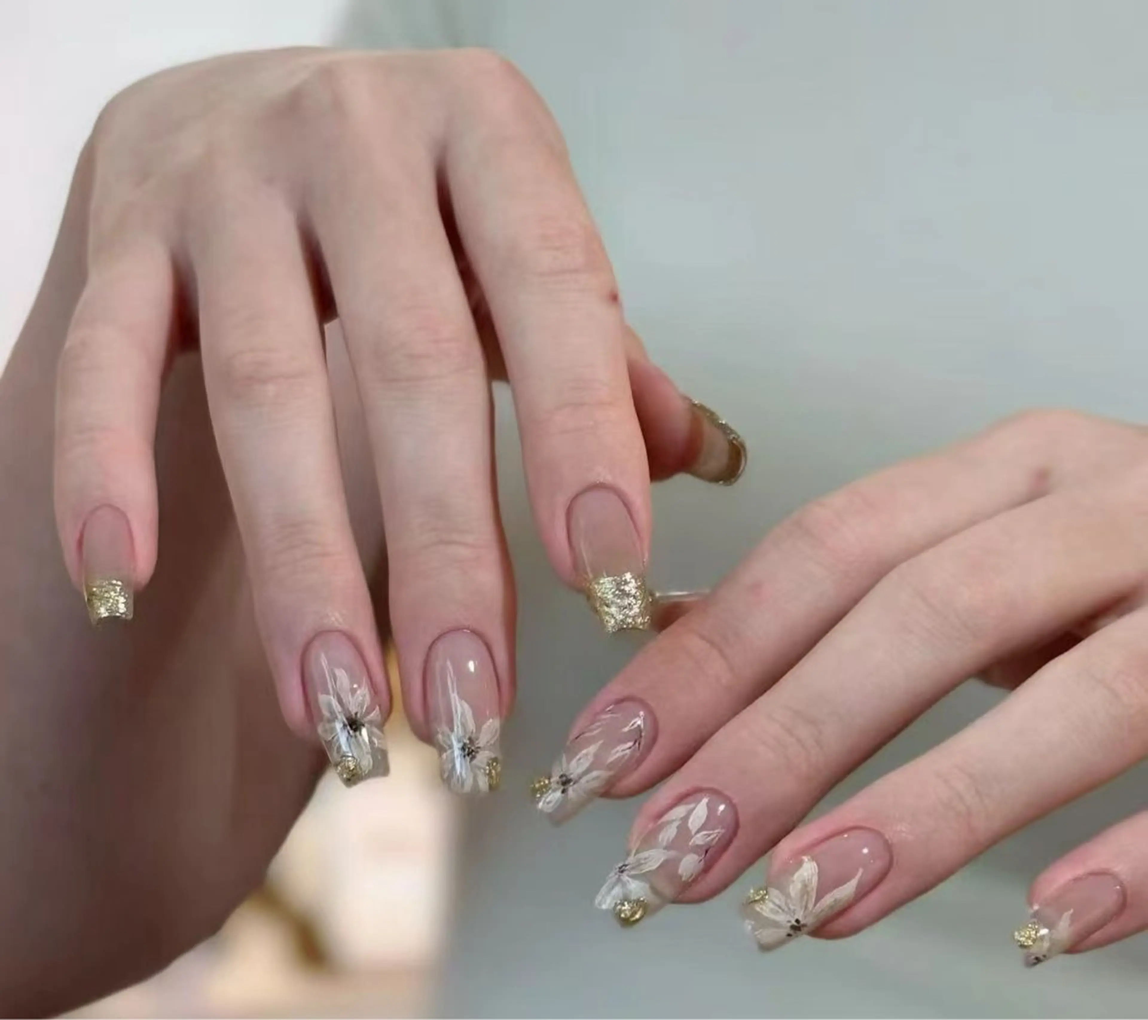 ネイル オーロラネイル フラワーネイル フットネイル フレンチネイル ジェルネイル ハンドネイル BabyYouMi nailのネイルデザイン