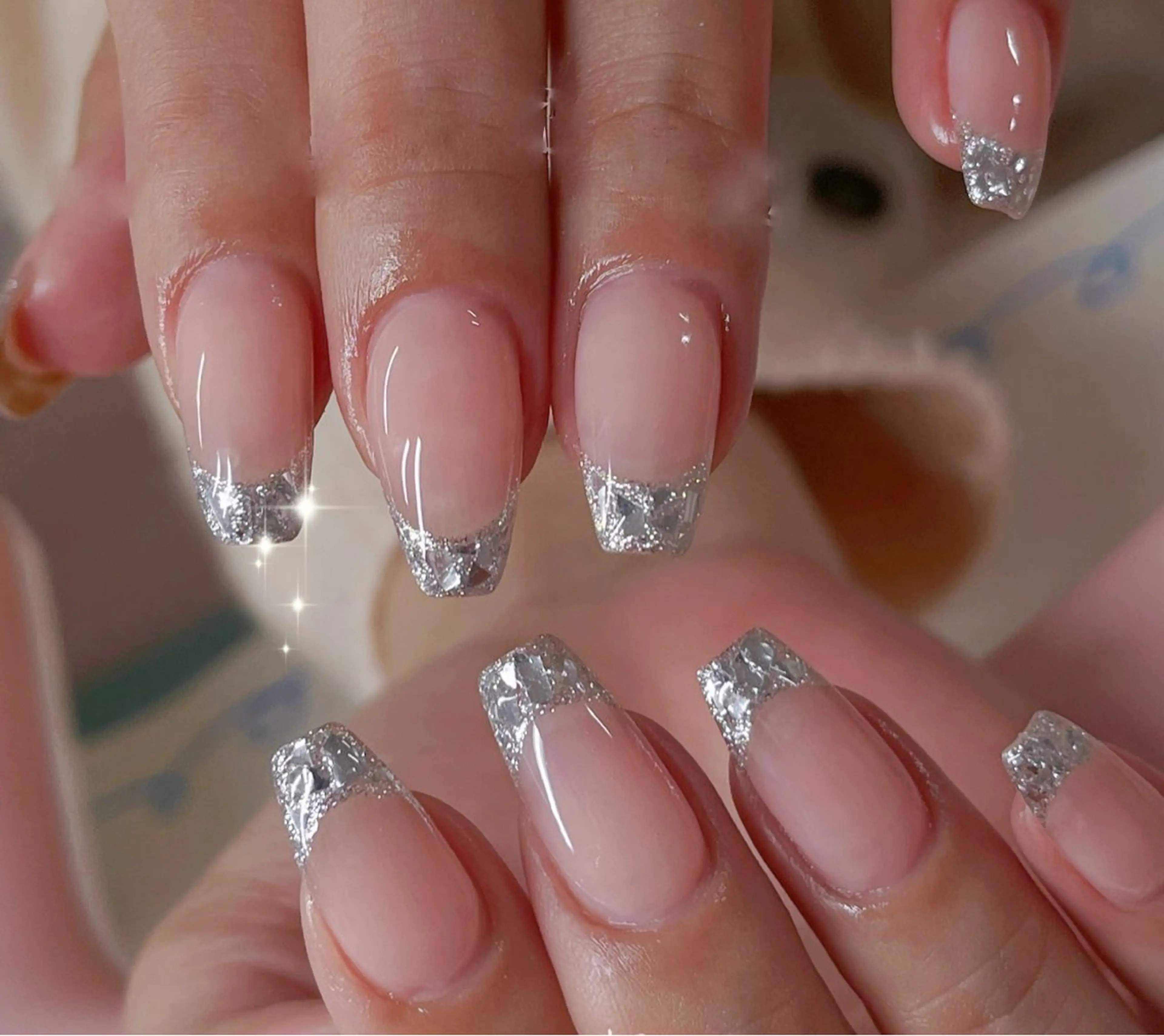 大人気🌻ガラスフレンチネイル💅¥8980→￥4500の写真