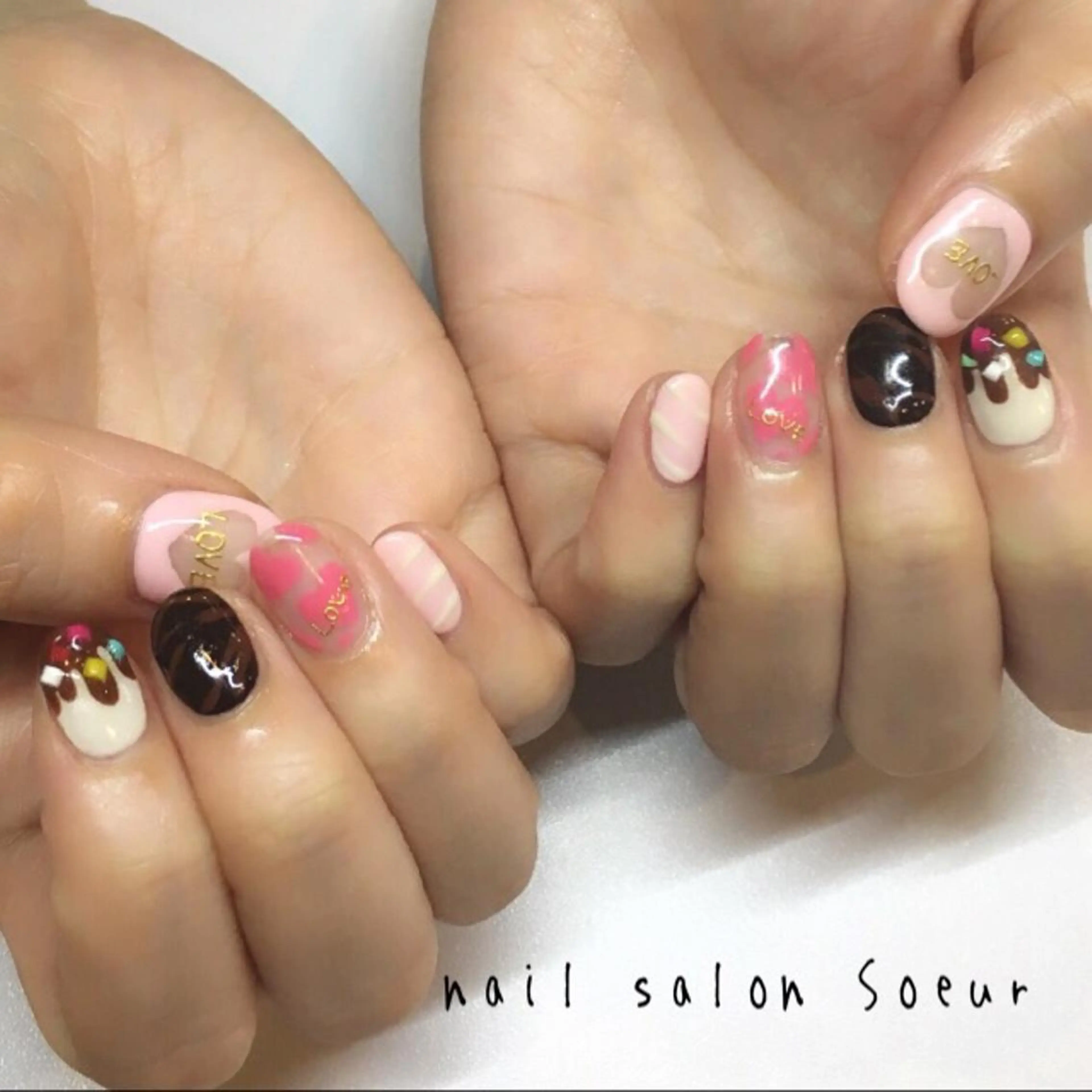ネイル アートネイル ジェルネイル ハート バレンタイン ハンドネイル nail salon Soeurのネイルデザイン