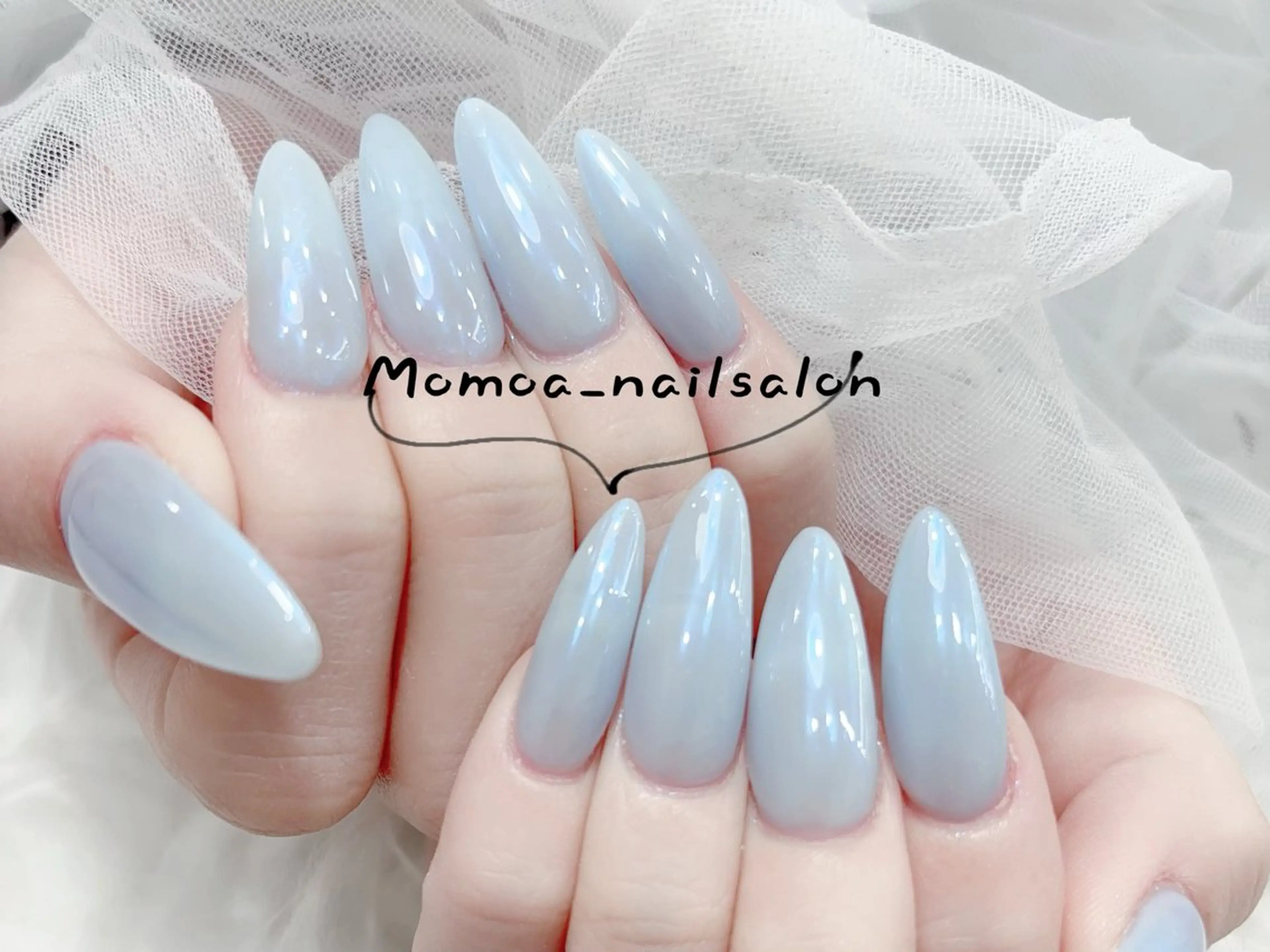 ネイル キラキラネイル スカルプネイル ハンドネイル MoMoA Nail ネイル長さ出し専門店のネイルデザイン