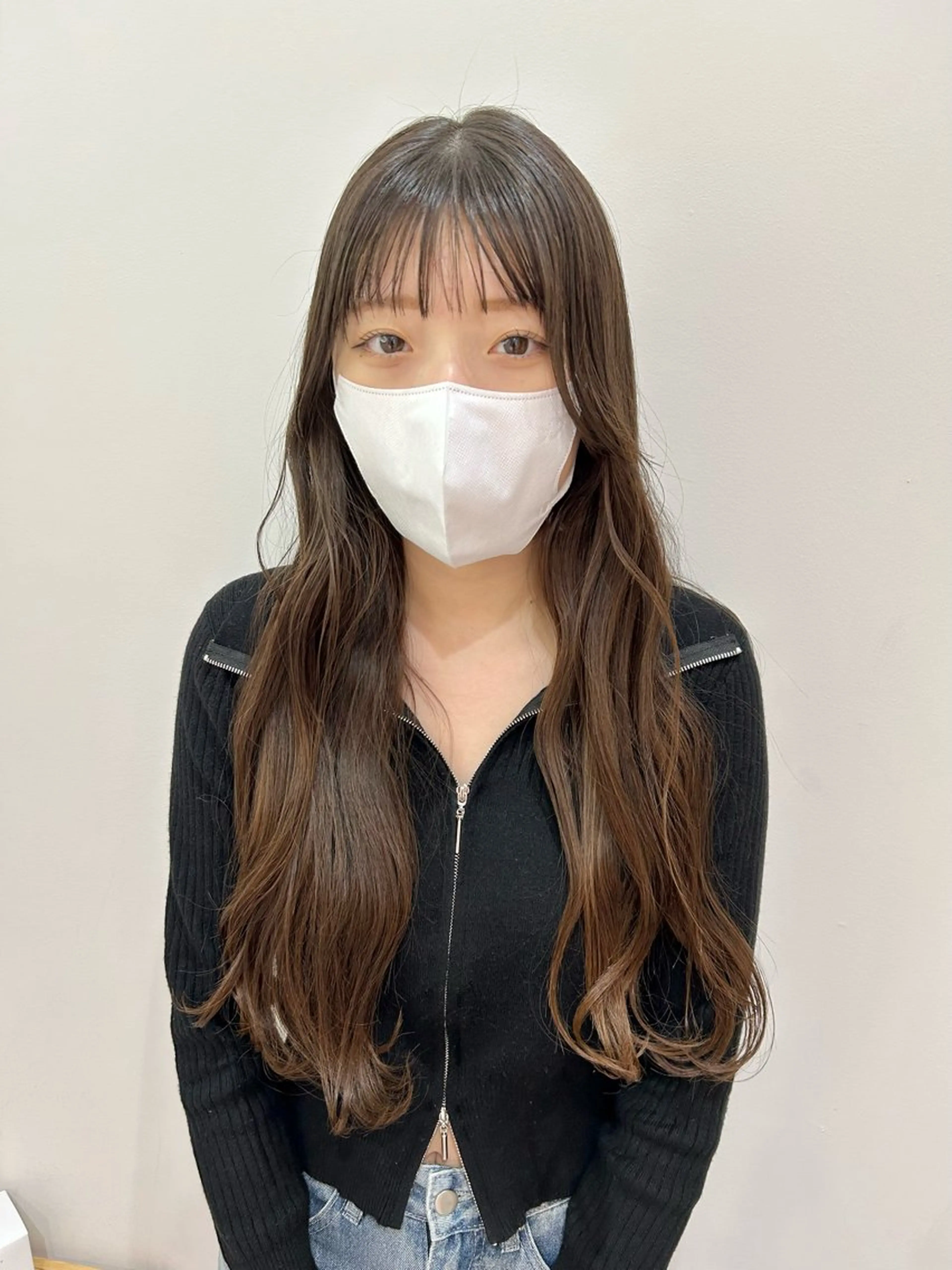 ロング カラー 韓国風ヘア カット トリートメント レイヤー/お顔まわり 暖色カラー🍑Amiのヘアスタイル