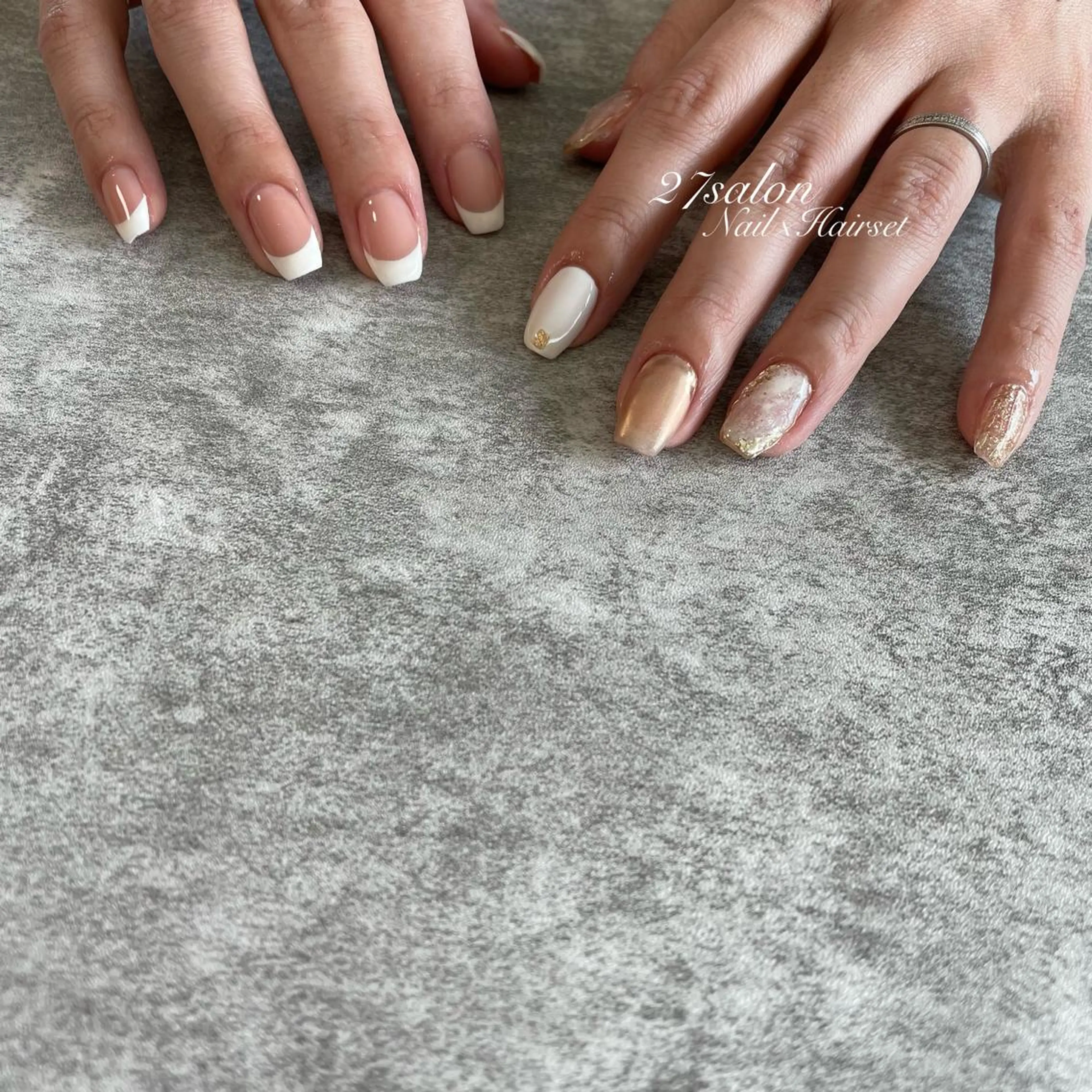 ネイル フレンチネイル ニュアンスネイル 27salon yuinaのネイルデザイン