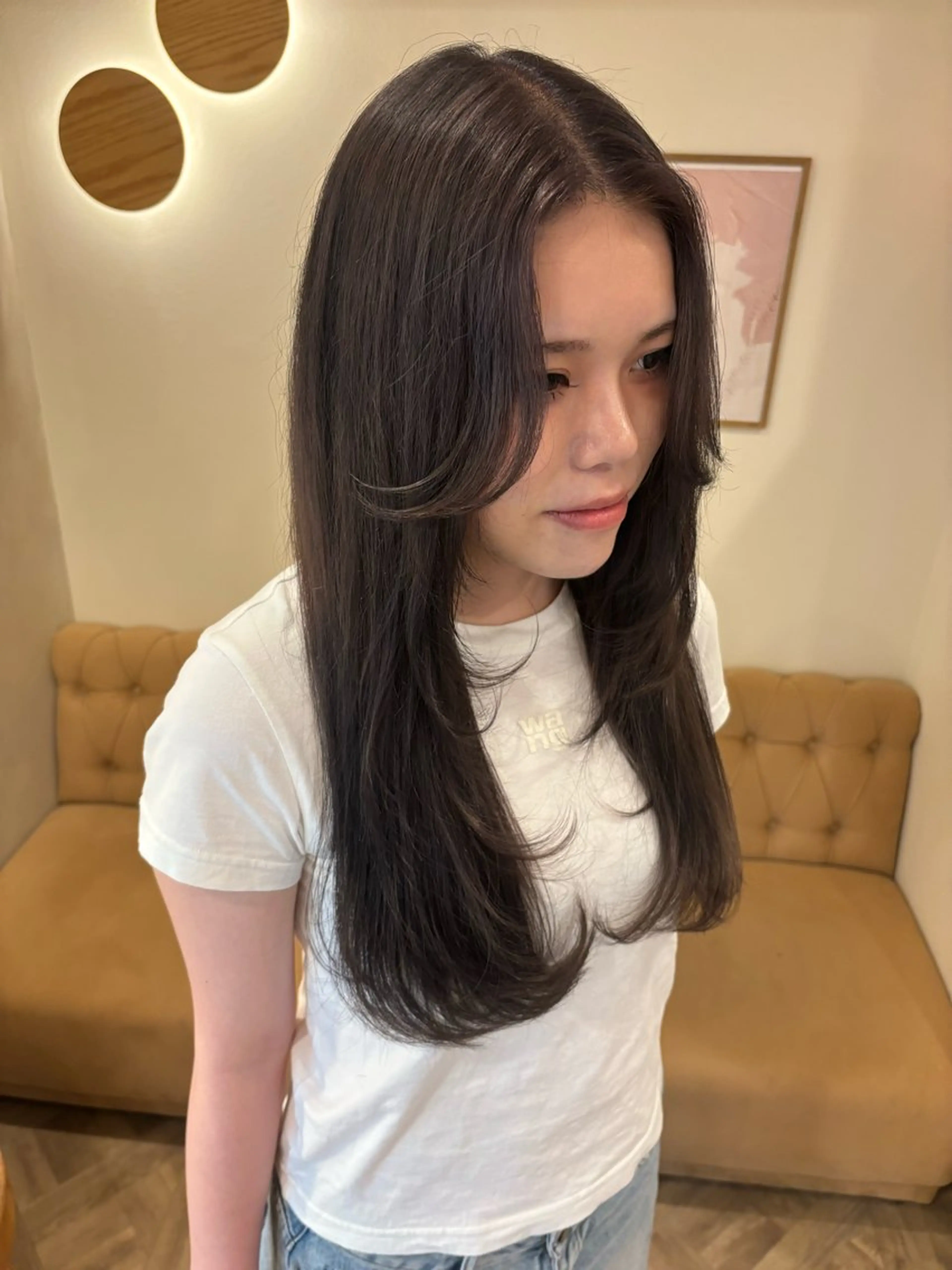 ロング カラー ヘアカラー トリートメント ミルクティ/ピンク/ レイヤー/yuriaのヘアスタイル