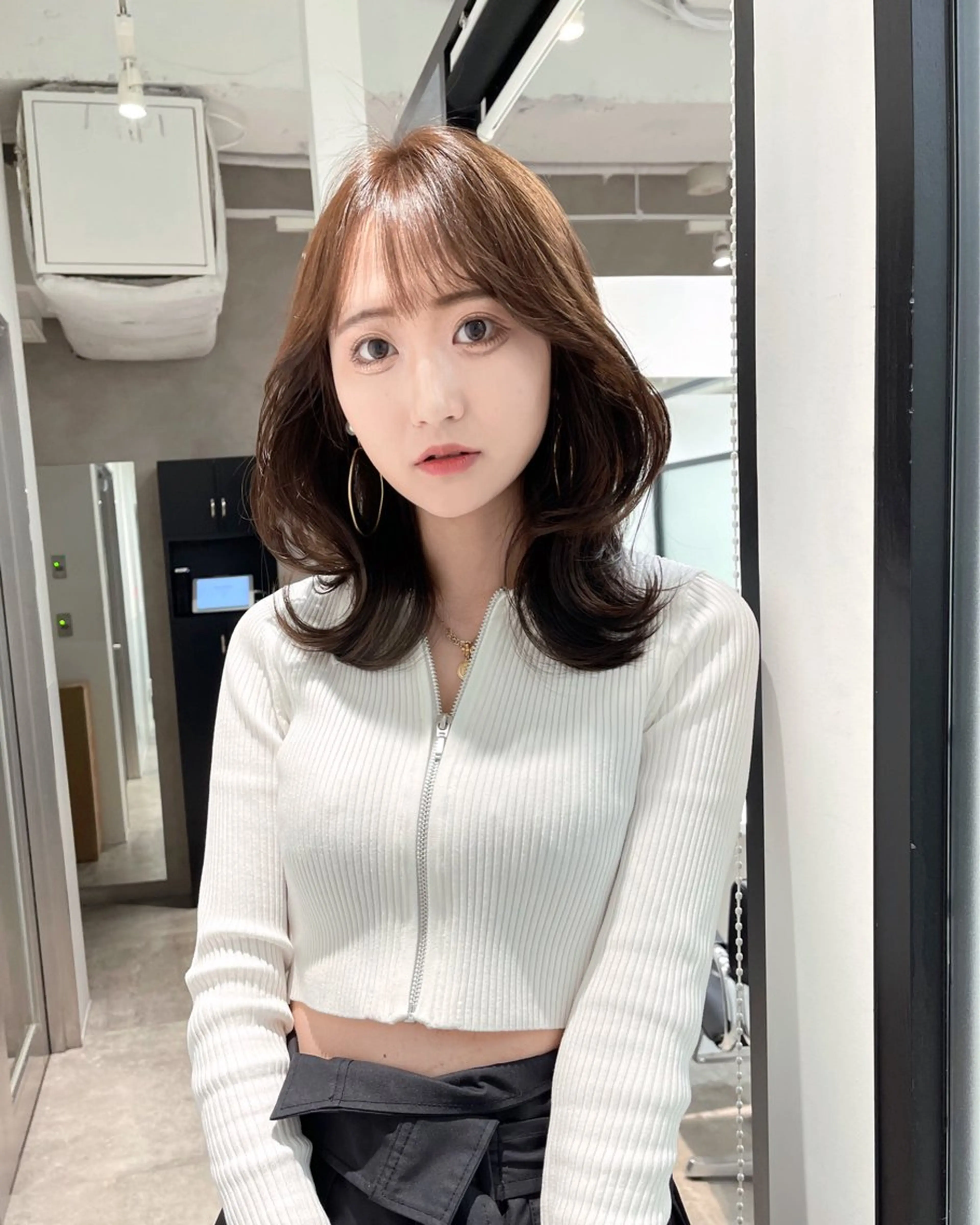 ミディアム 韓国風ヘア レイヤーカット カット ヘアカラー トリートメント 韓国レイヤーカット 髪質改善▫️水野有真のヘアスタイル