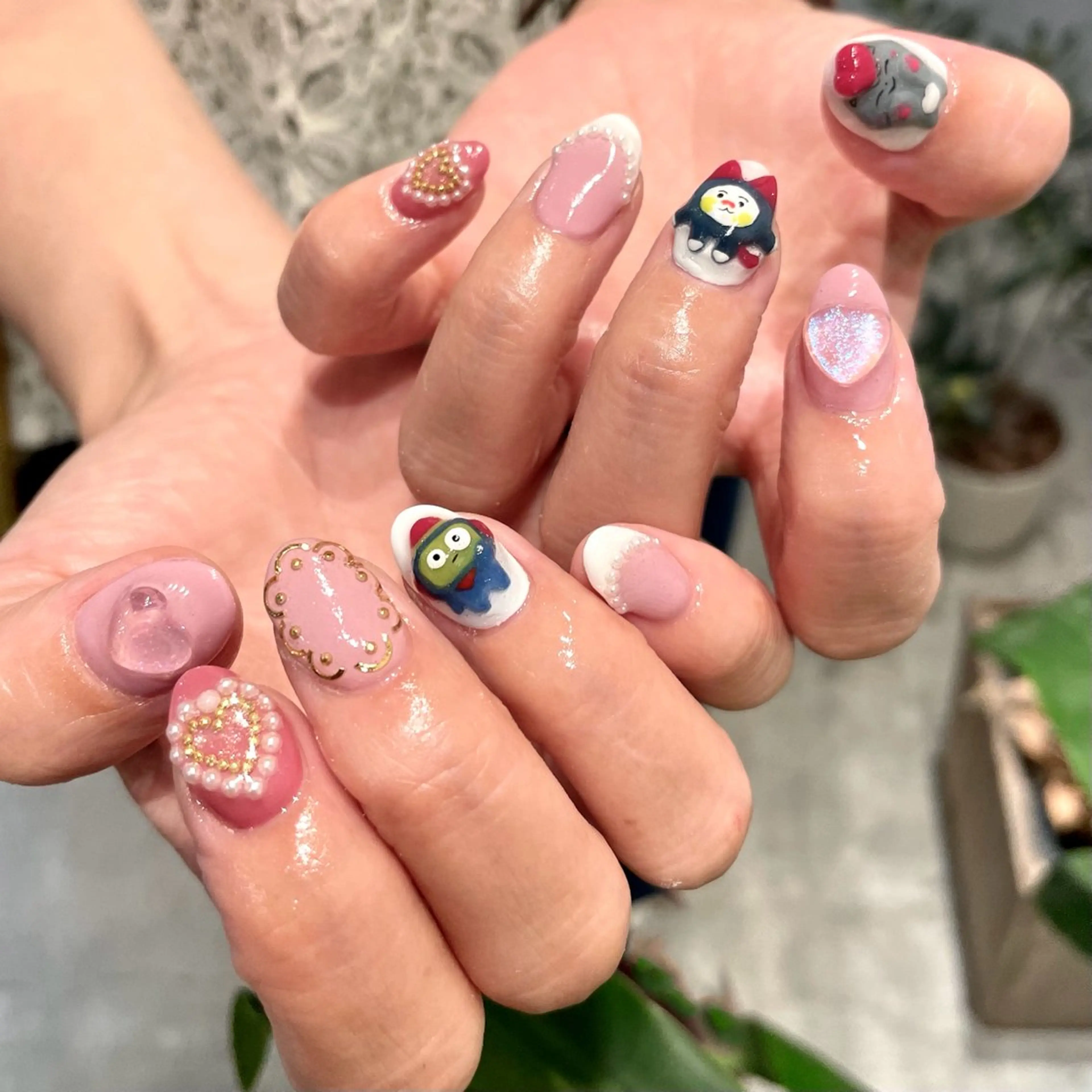 ミディアム 韓国風ヘア m kaori𓃟のネイルデザイン