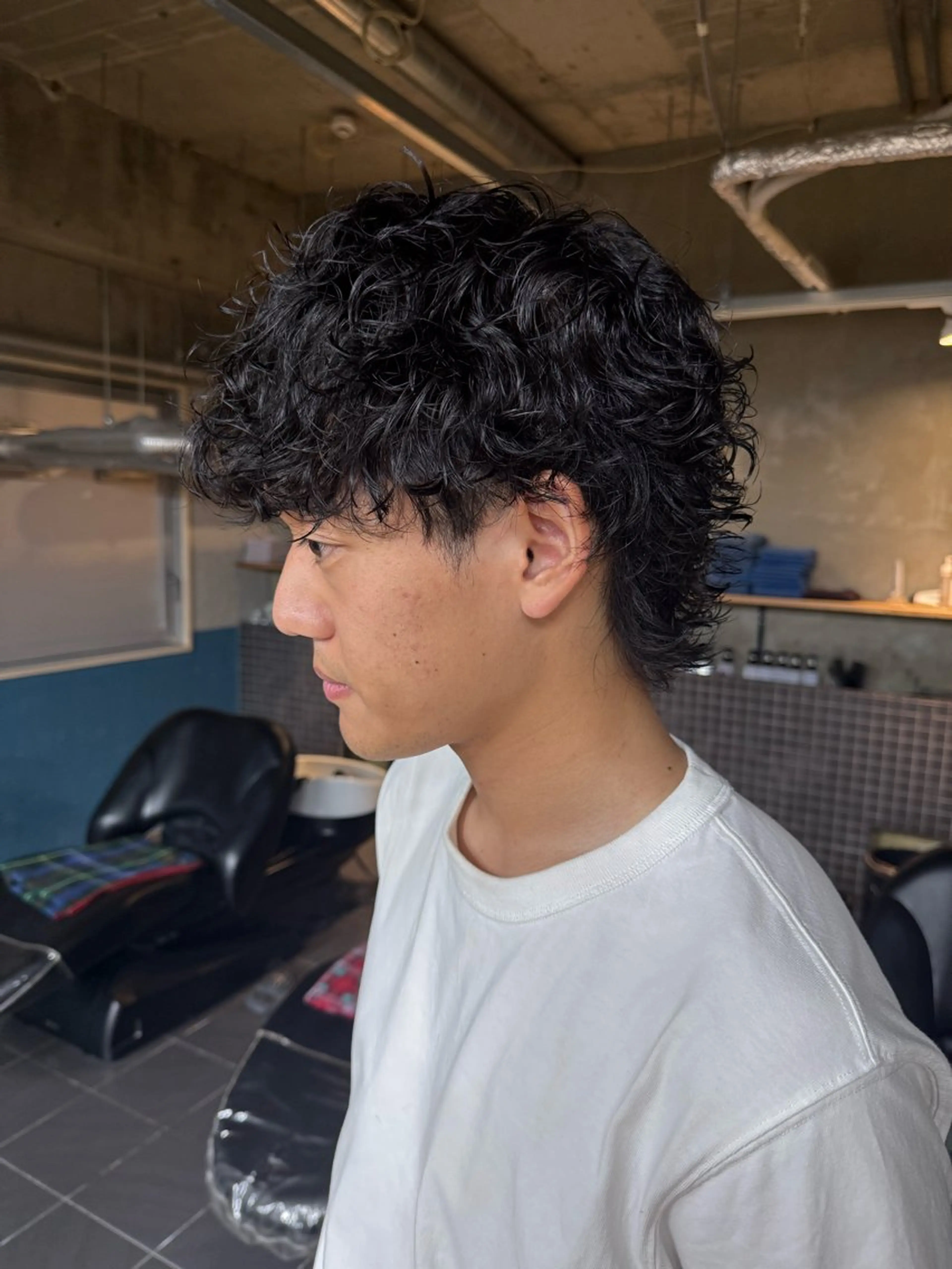 ショート メンズ メンズパーマ メンズウルフカット マレットヘア ウルフカット Beauty&Trip   QUEENS  Good Plan所属・藤本 一佳のヘアスタイル