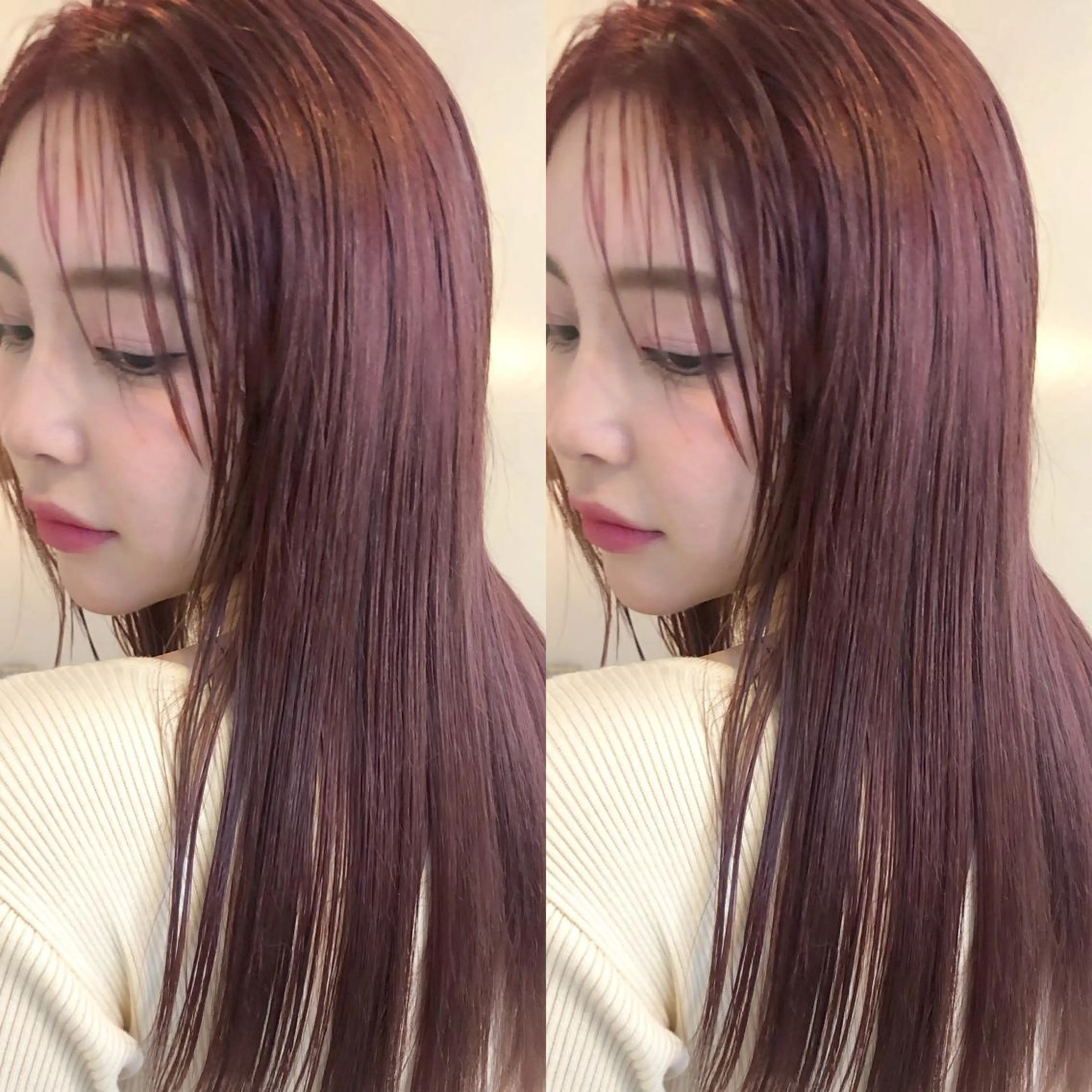 ロング カラー パーマ ヘアアレンジ 透明感カラー オレンジ ピンクカラー YEAU　PLUS所属・極上の艶髪 RINAのヘアスタイル