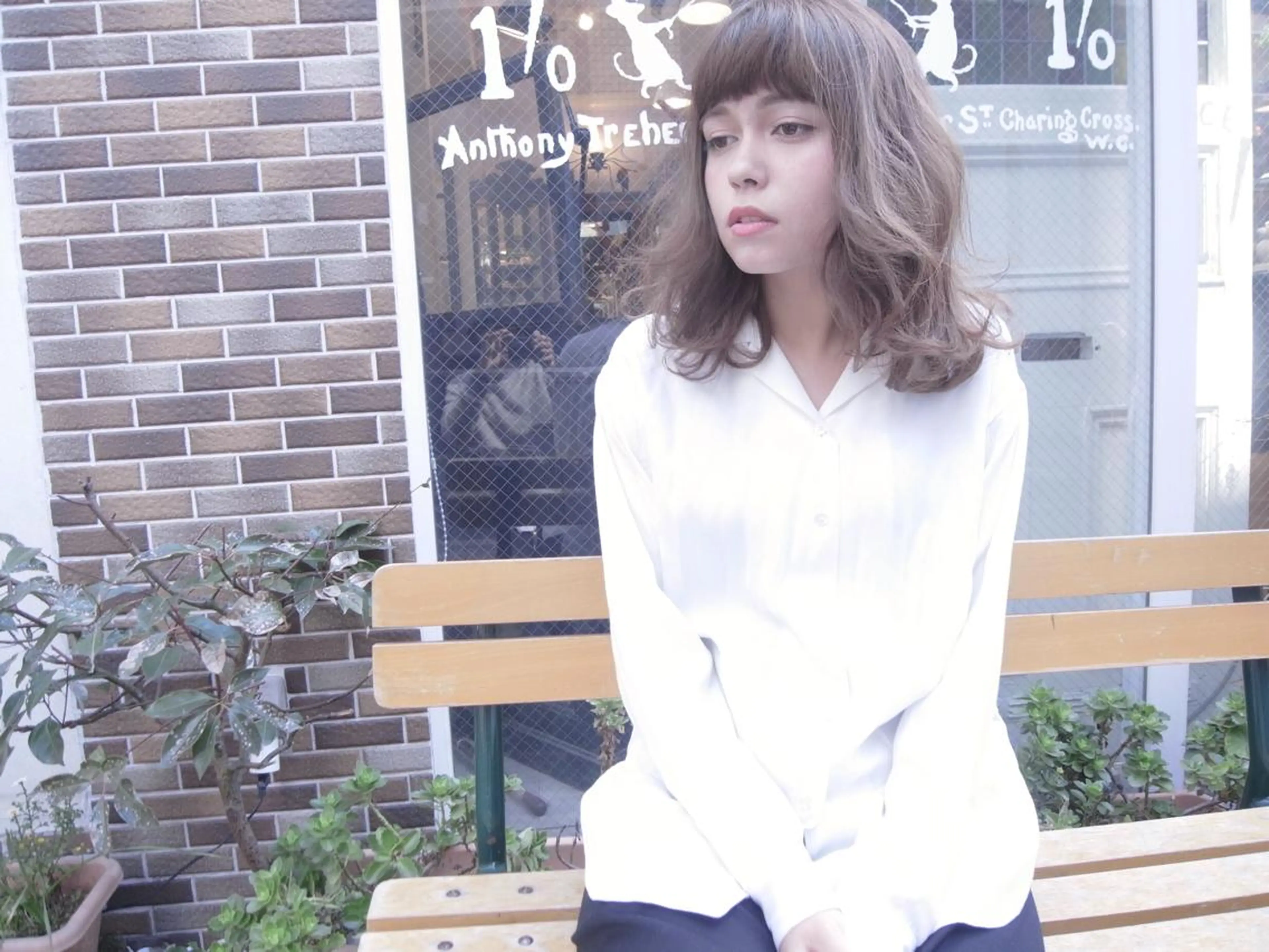 セミロング カラー アッシュ ベージュカラー ハイライトカラー ハイライト 北條 優輝のヘアスタイル