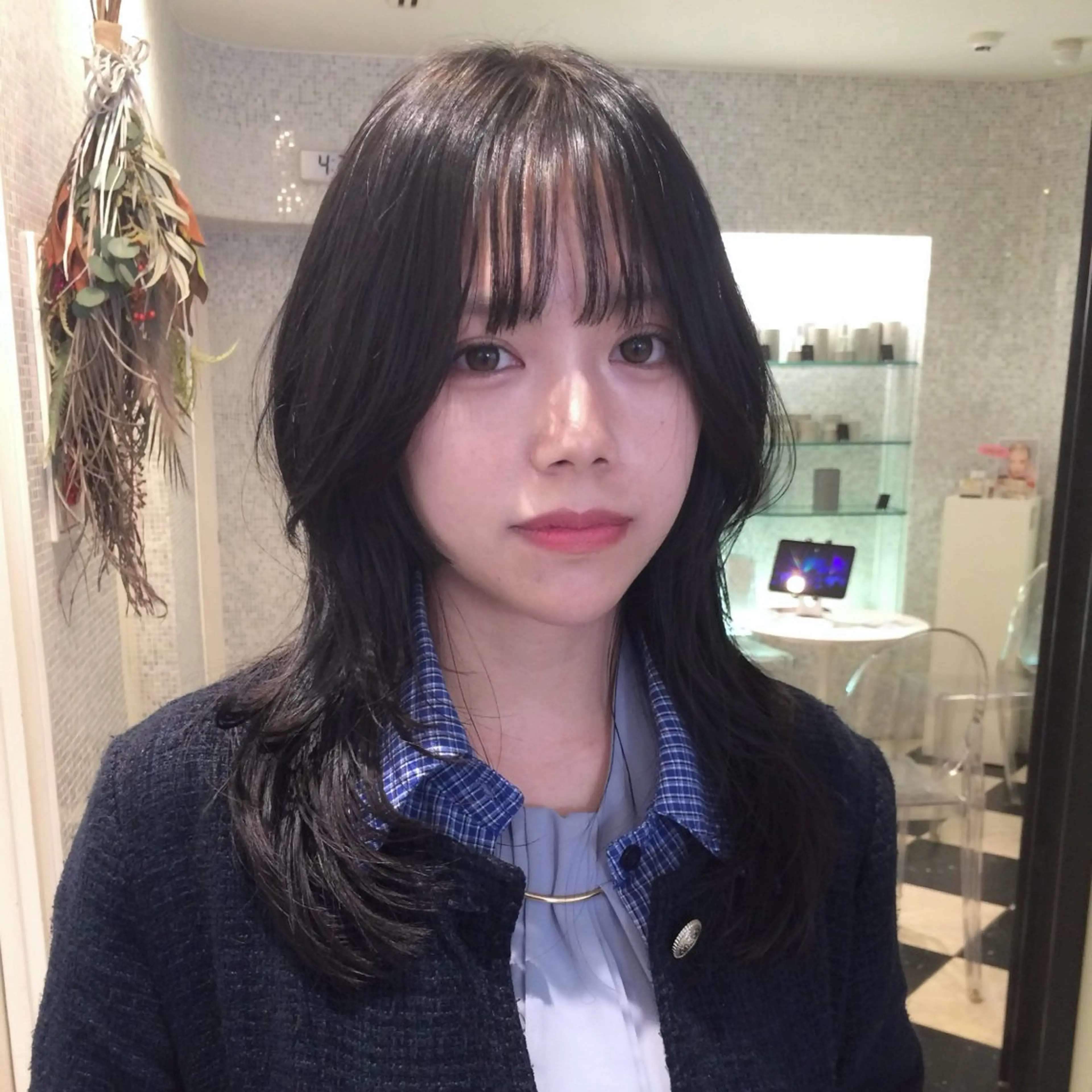 セミロング くびれヘア レイヤーカット カット 栄/レイヤーカット/ ハッシュカット/モモのヘアスタイル