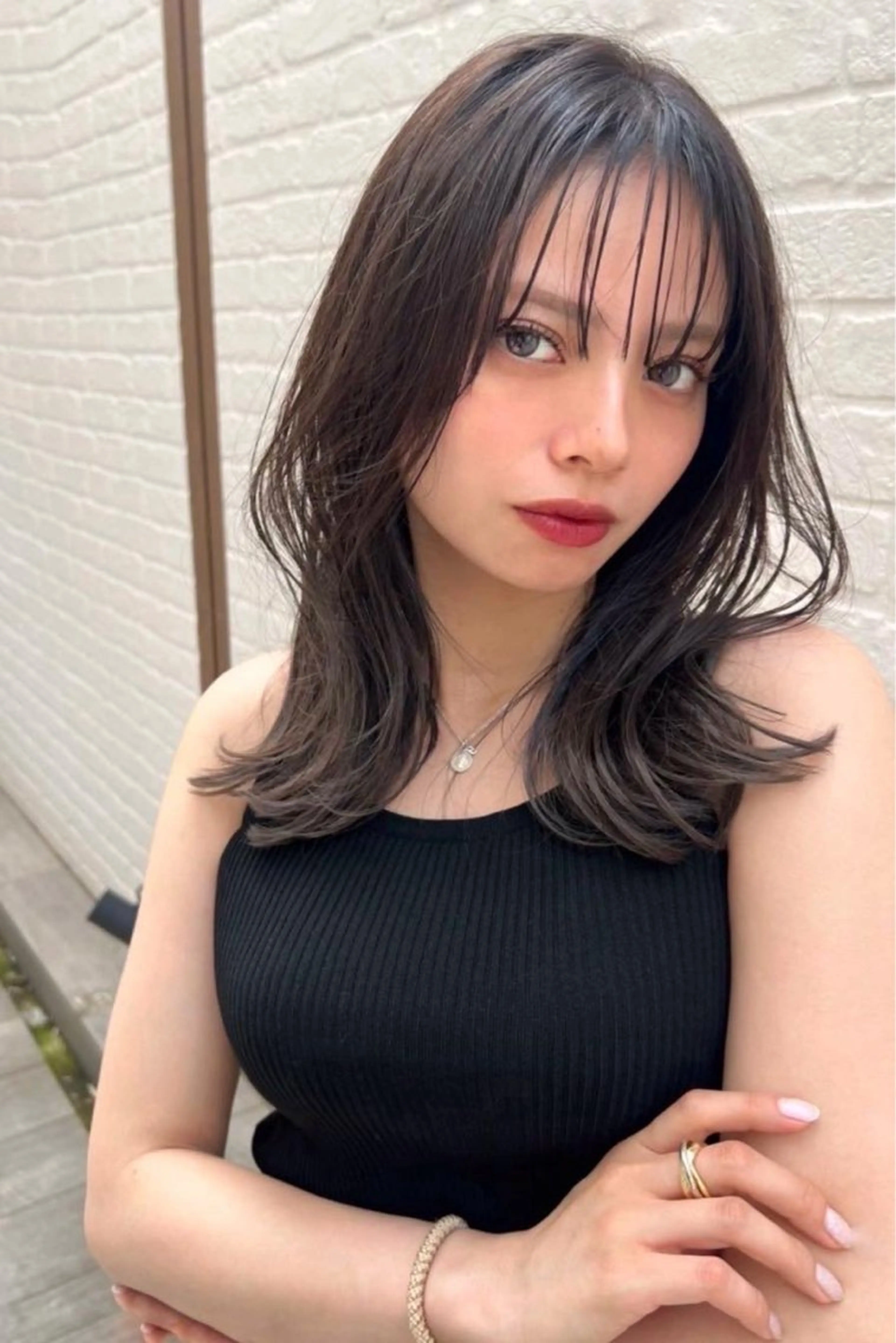 ミディアム rioカット縮毛 矯正♡韓国レイヤーのヘアスタイル