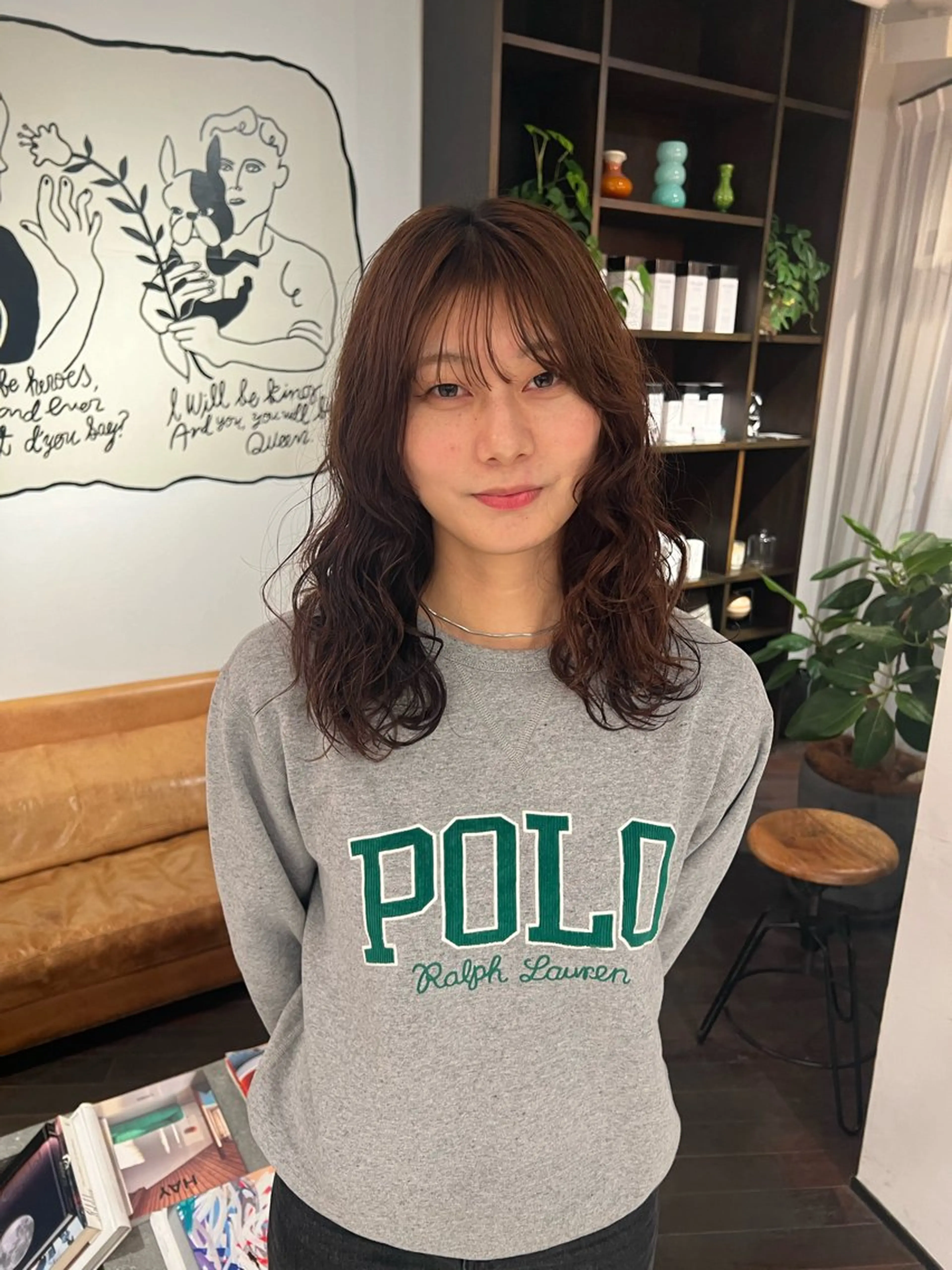 セミロング デジタルパーマ 加藤園のヘアスタイル