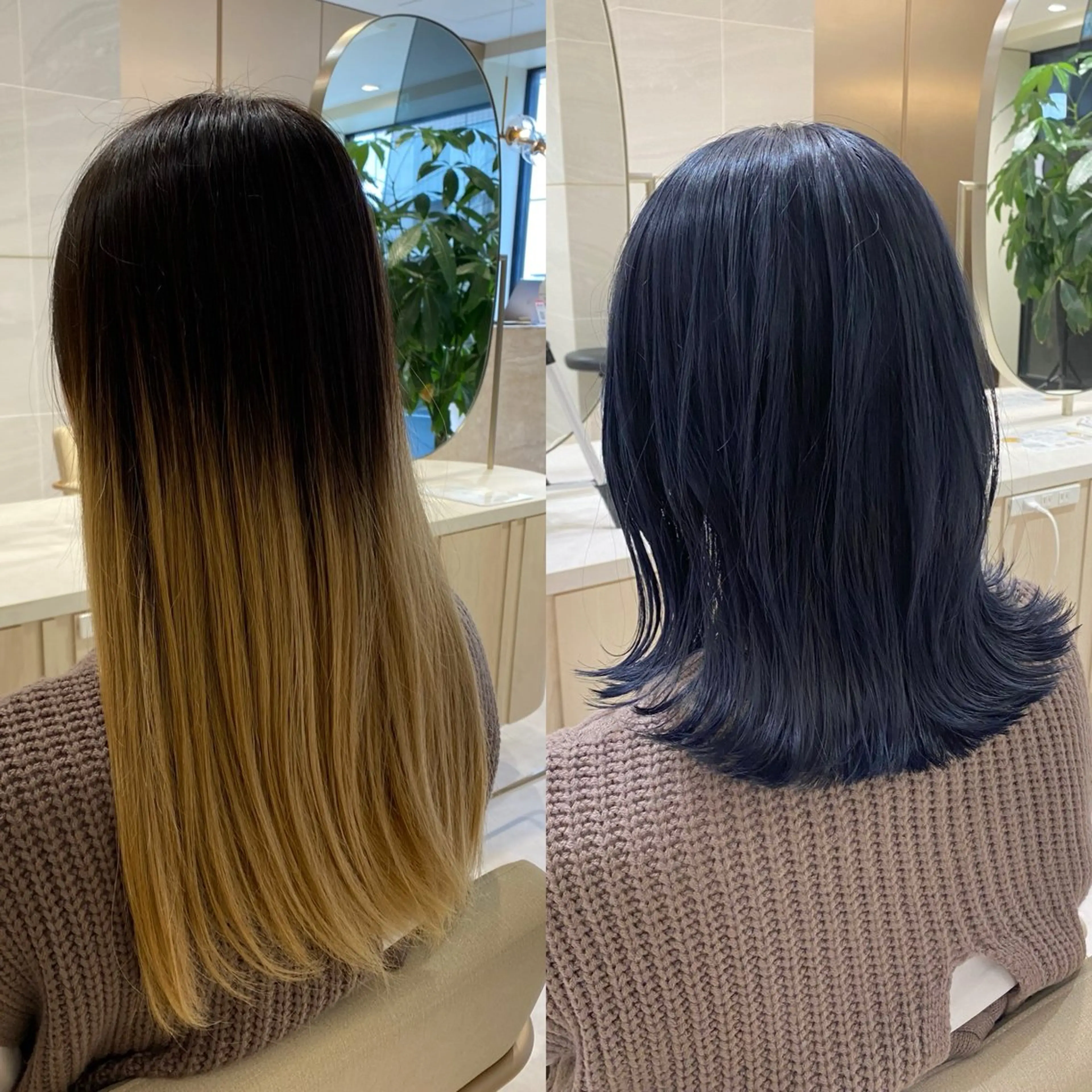 ミディアム カラー 黒髪 ブルーカラー ブルーブラック ダブルカラー 外ハネヘア Ms.CHARM所属・透明感カラー🌿 グレージュ🐺陽介のヘアスタイル