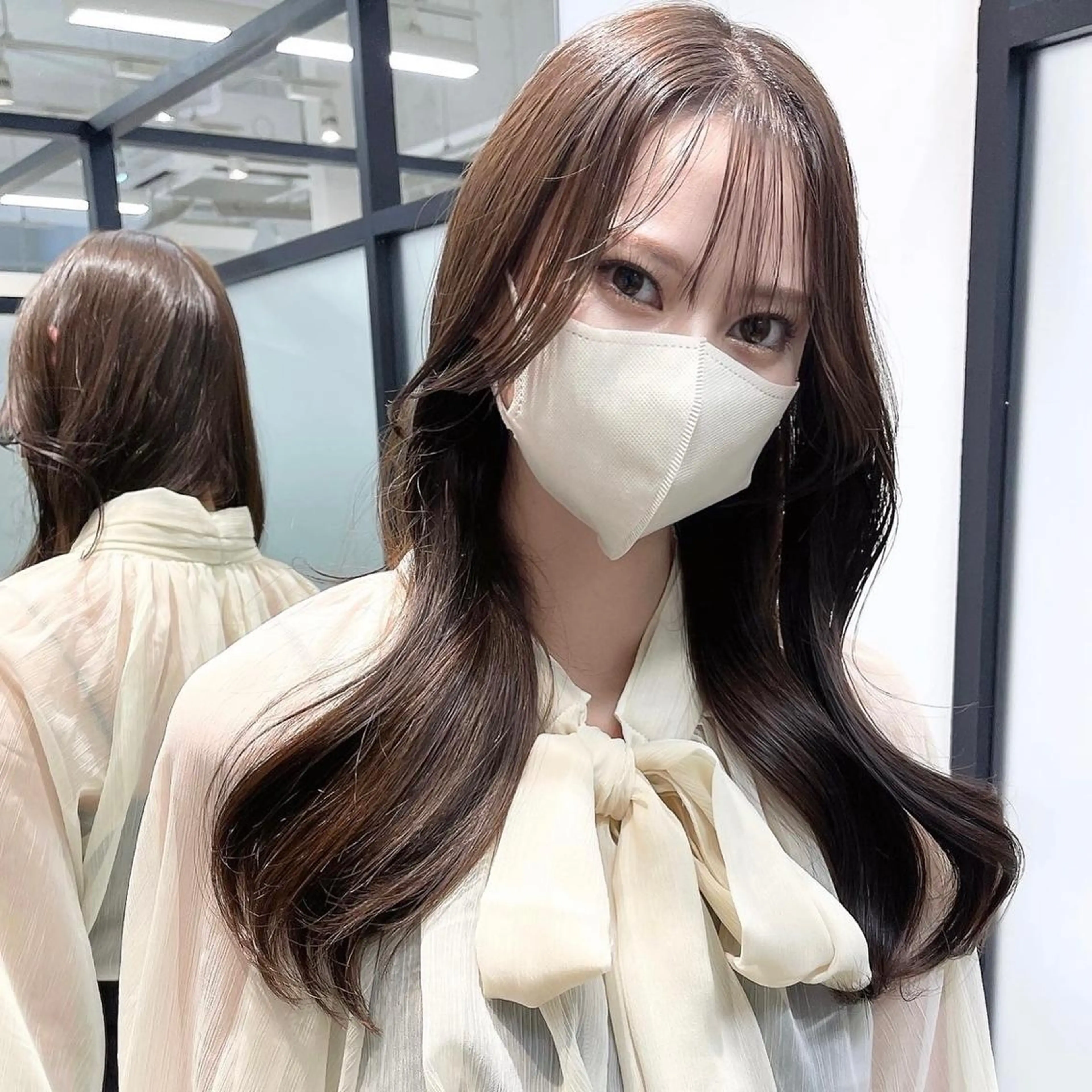 ロング カット ヘアカラー トリートメント 韓国レイヤーカット 髪質改善▫️水野有真のヘアスタイル