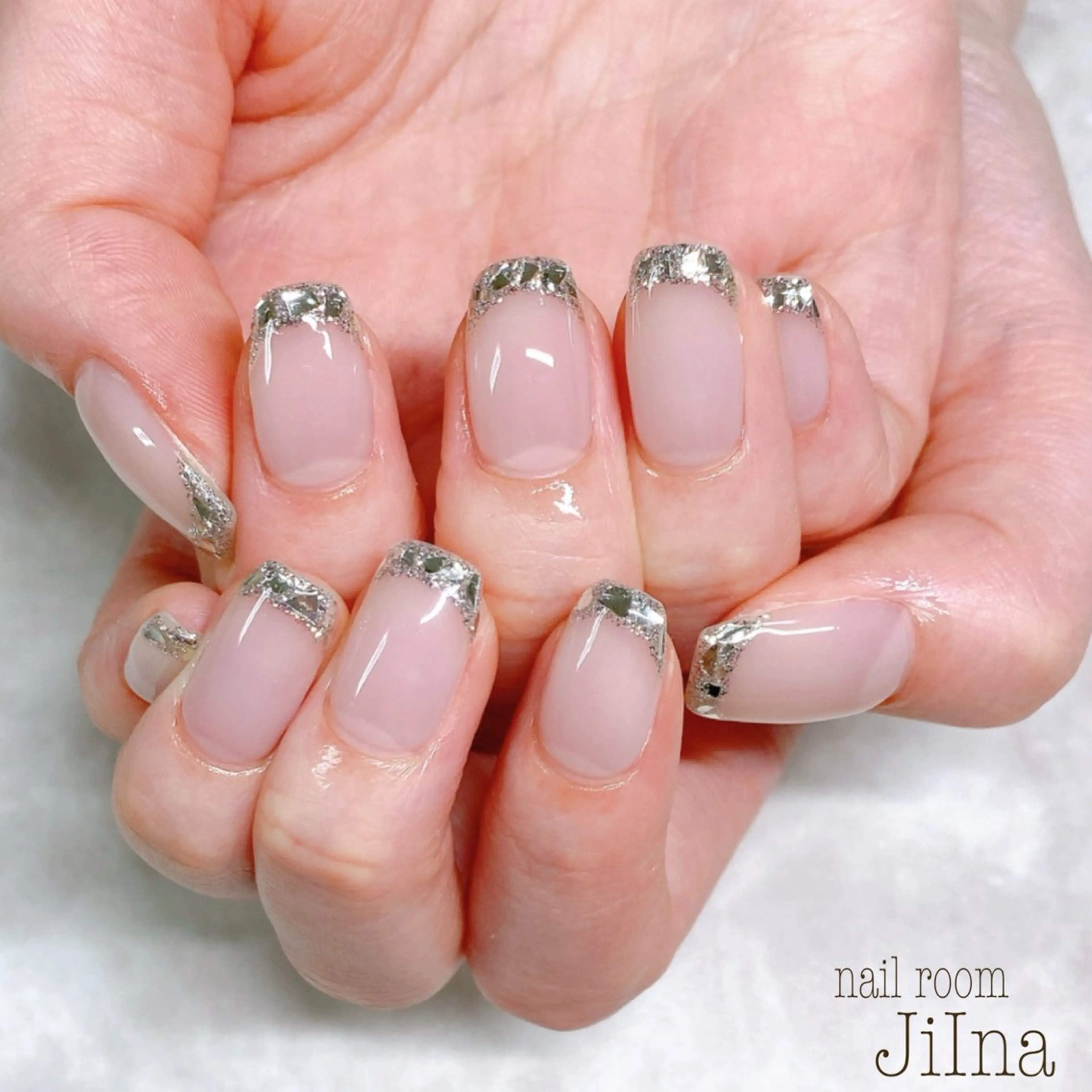 ネイル フレンチネイル ガラスフレンチ JiIna nailのネイルデザイン