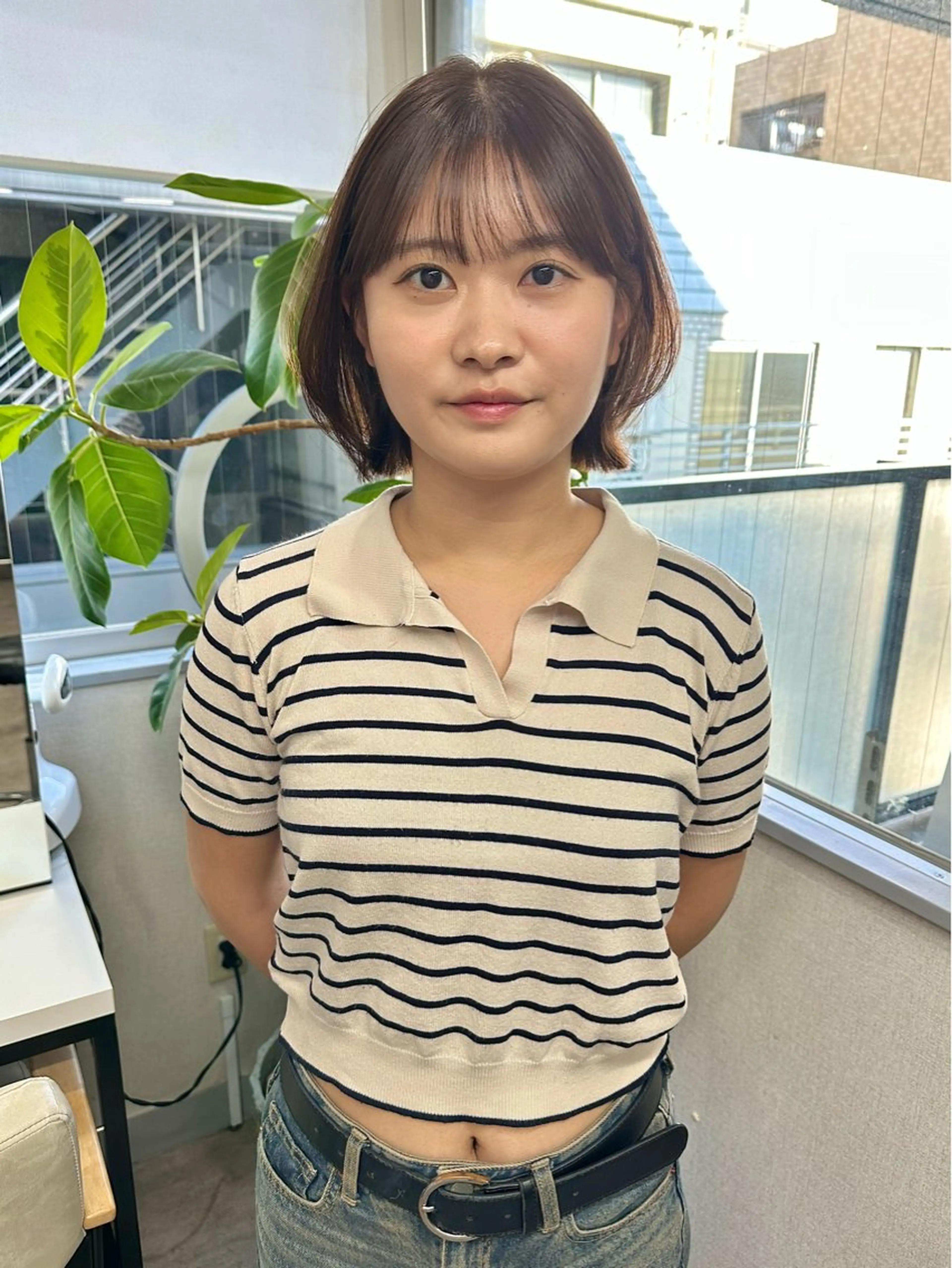 ショート カラー ボブレイヤー ブラウンカラー オリーブブラウン ボブ レイヤーカット カット ヘアカラー トリートメント レイヤーカット🪄 耳ツボ🎀Ayumiのヘアスタイル