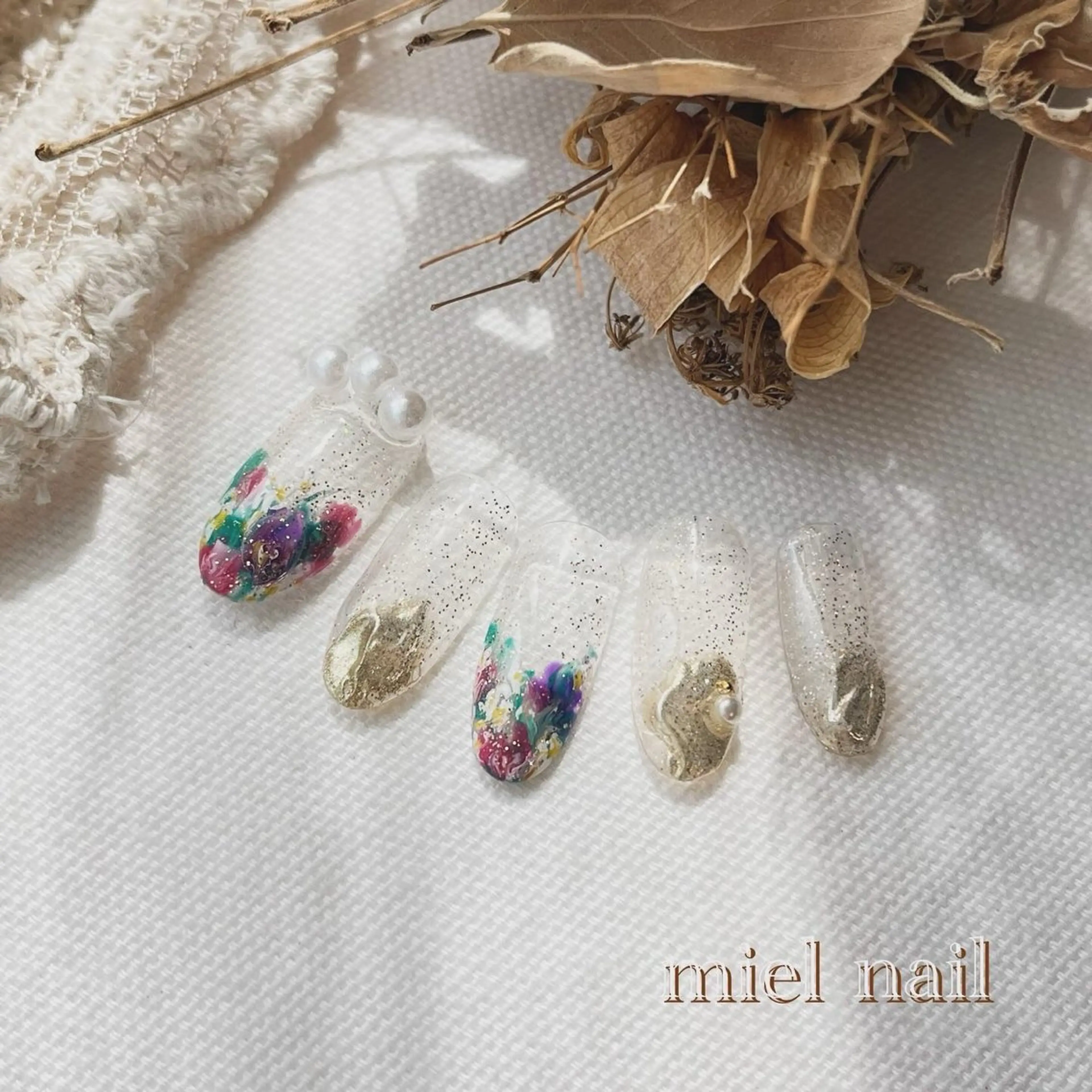 ネイル キラキラネイル ミラーネイル ハンドネイル miel nailのネイルデザイン