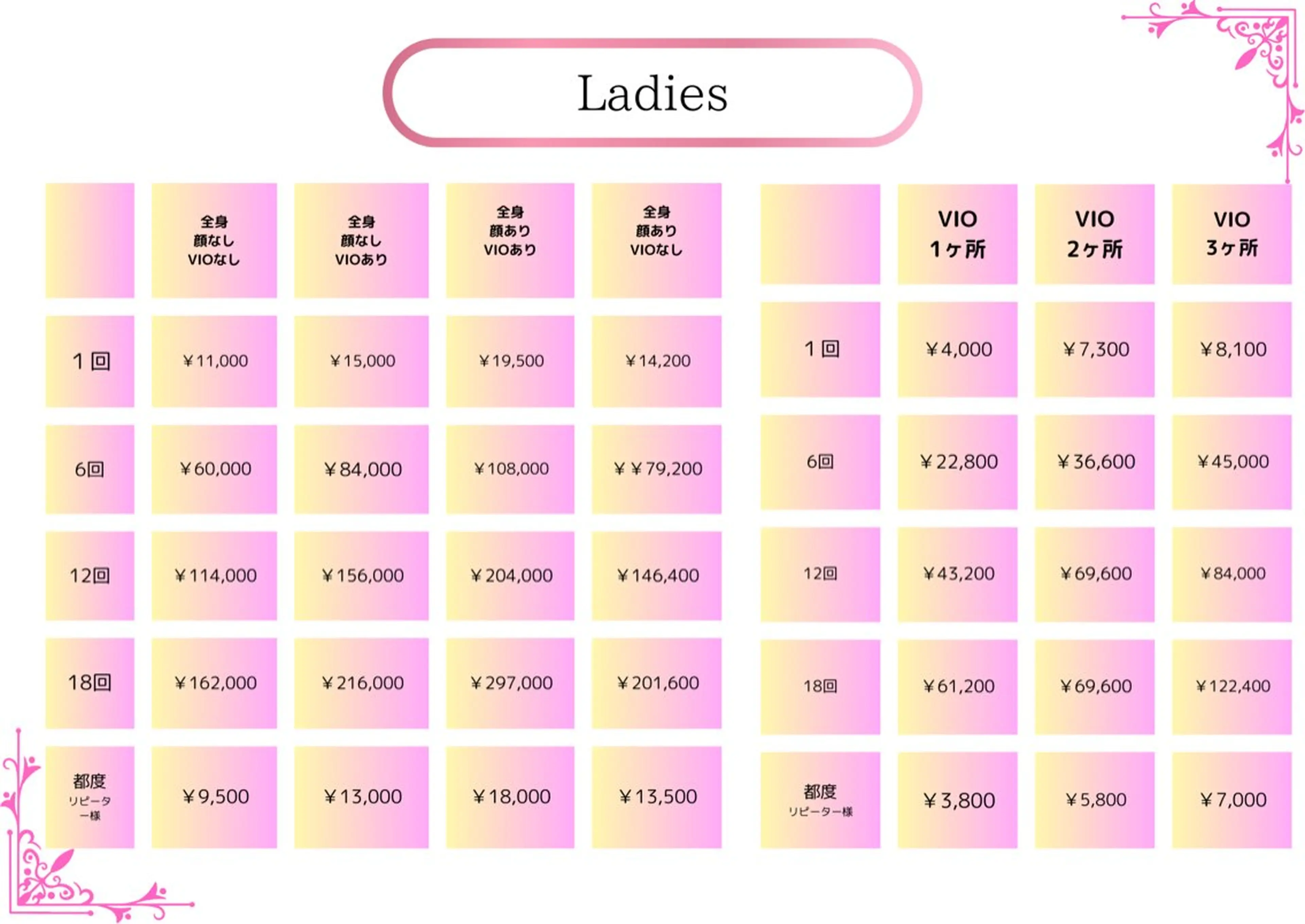 全身脱毛（女性・顔VIOなし）の写真