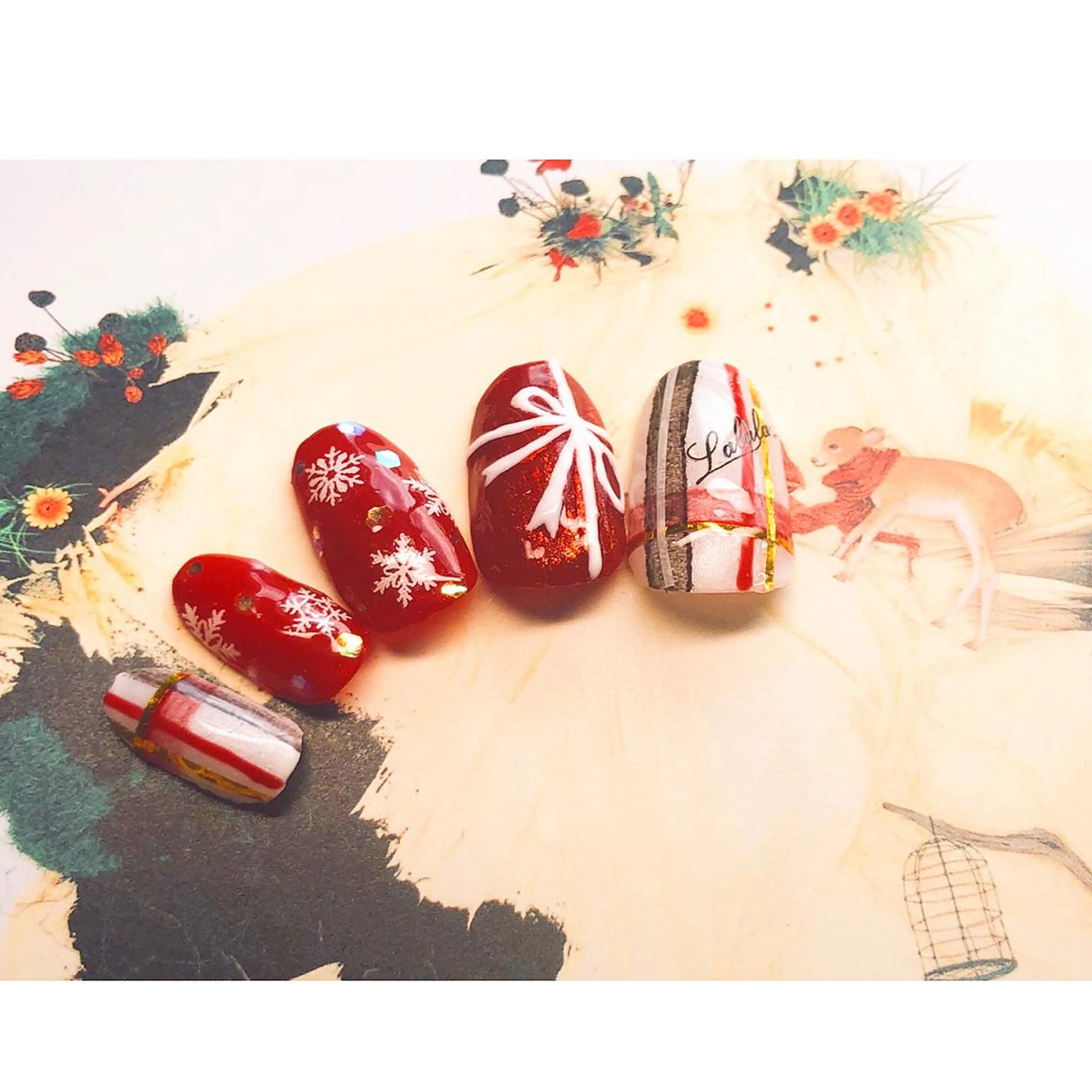 ネイル 赤色 バレンタイン 冬ネイル クリスマス ハンドネイル jamspark ✨のネイルデザイン