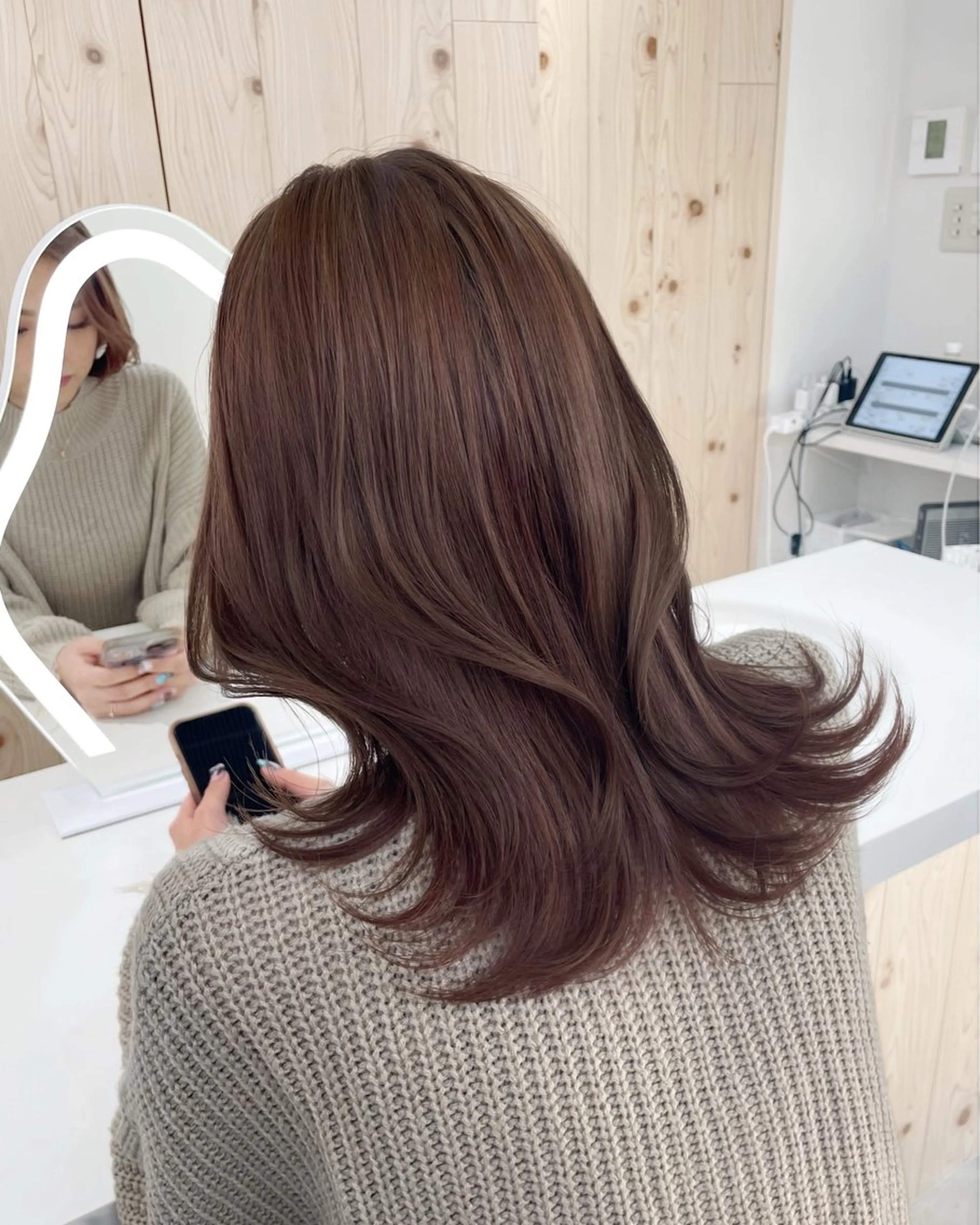 セミロング カラー カット ヘアカラー トリートメント ヘアセット 新宿/韓国ヘア/ 髪質改善ストレートのヘアスタイル