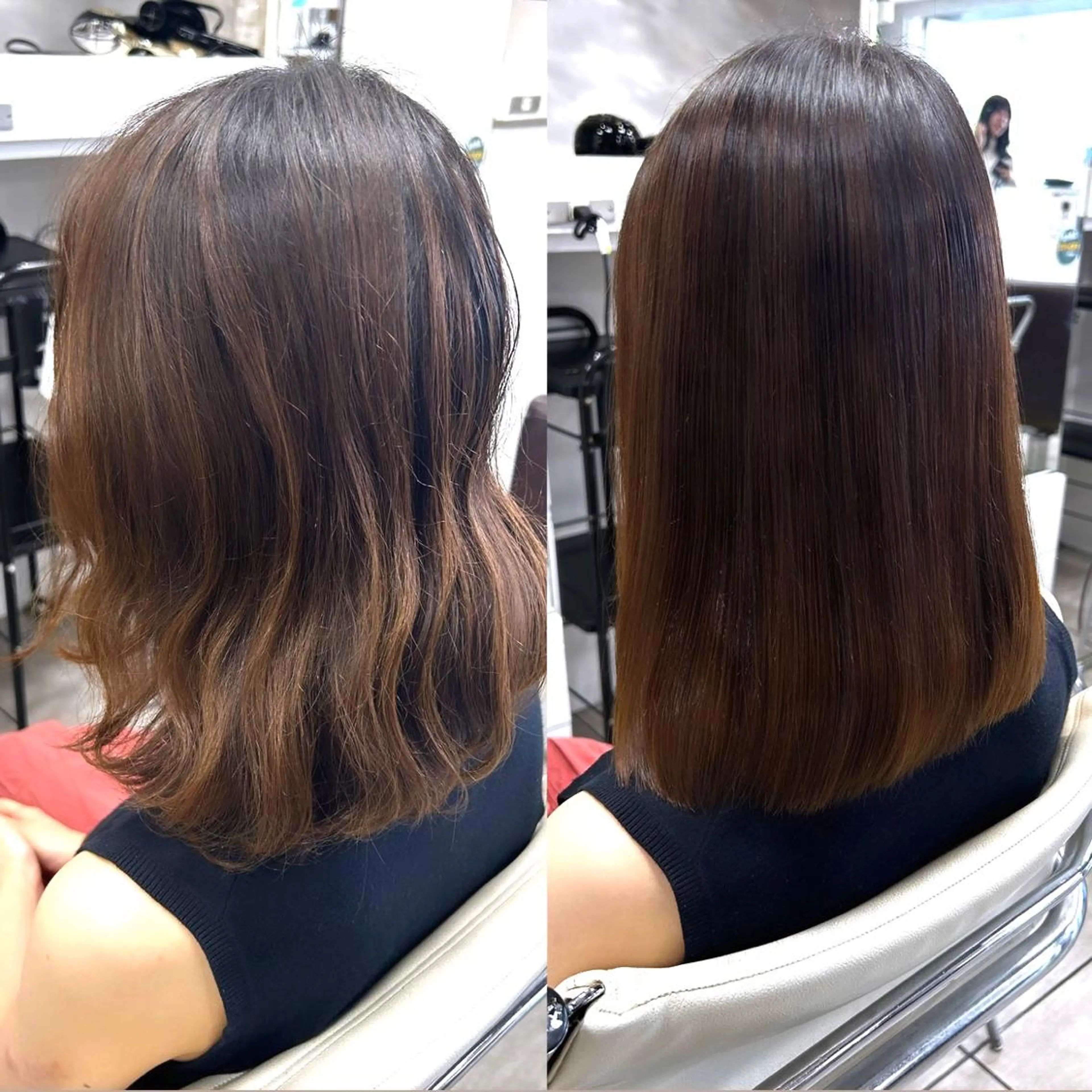 ミディアム パーマ ヘアアレンジ 縮毛矯正 カット 縮毛矯正 トリートメント インナー×縮毛矯正 ピンクカラー澤井里菜のヘアスタイル