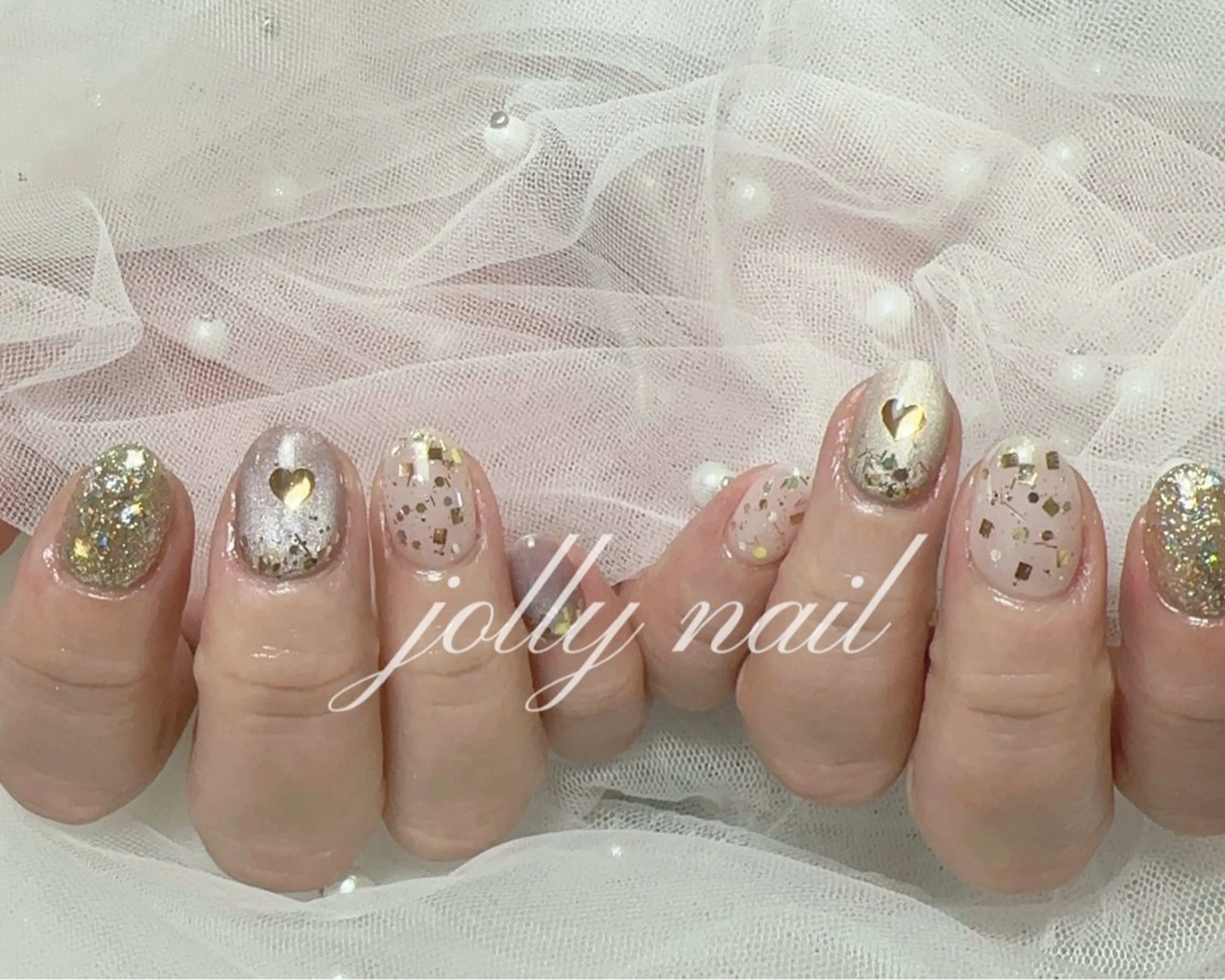 ネイル ハンドネイル Jolly チップ長さだしのネイルデザイン