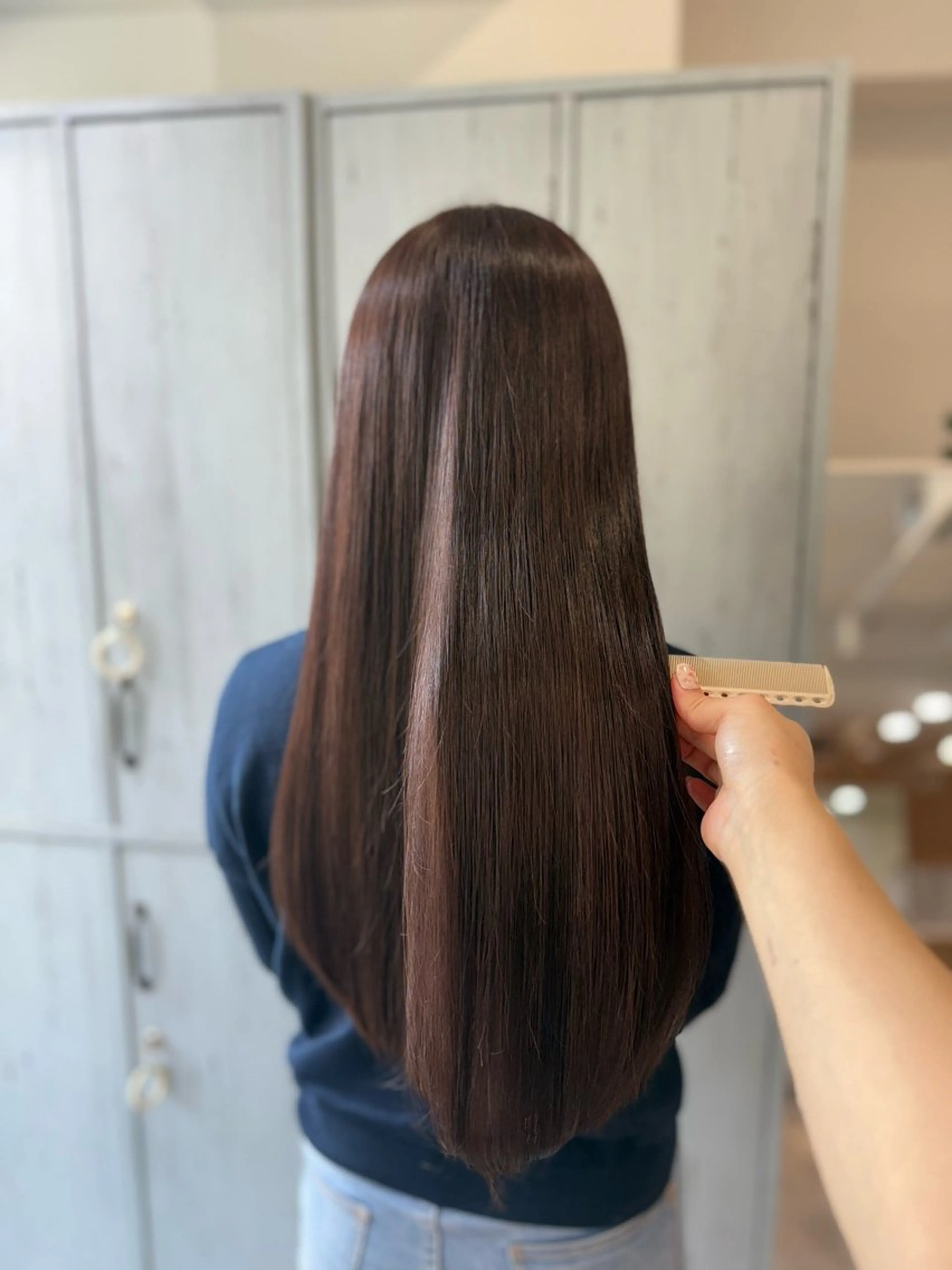 ロング カット 縮毛矯正 トリートメント ピンク・ラベンダー/ レイヤー/NANAのヘアスタイル