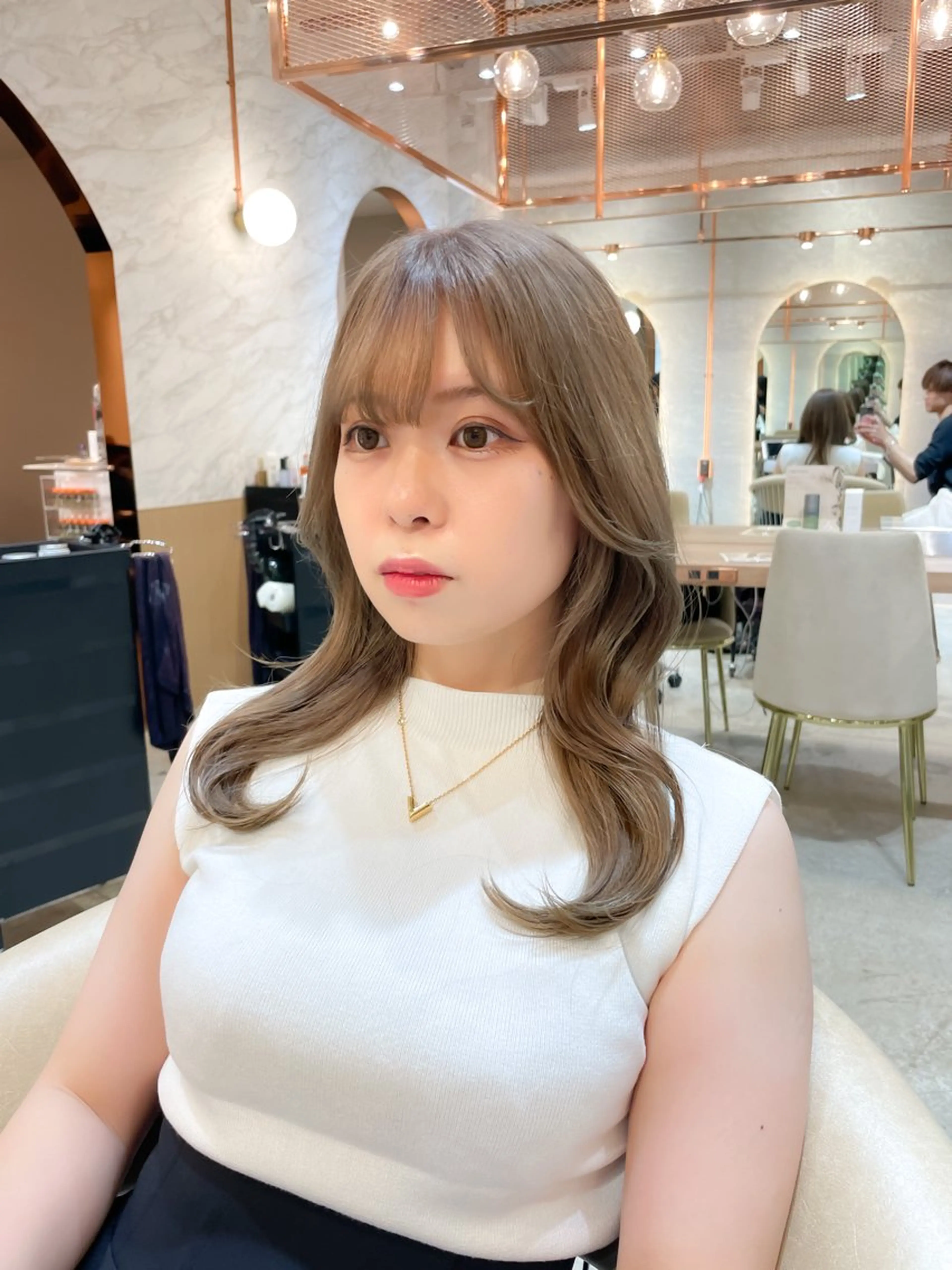 セミロング カラー ヘアカラー レイヤー/韓国ヘア 縮毛矯正🫧鈴木颯のヘアスタイル