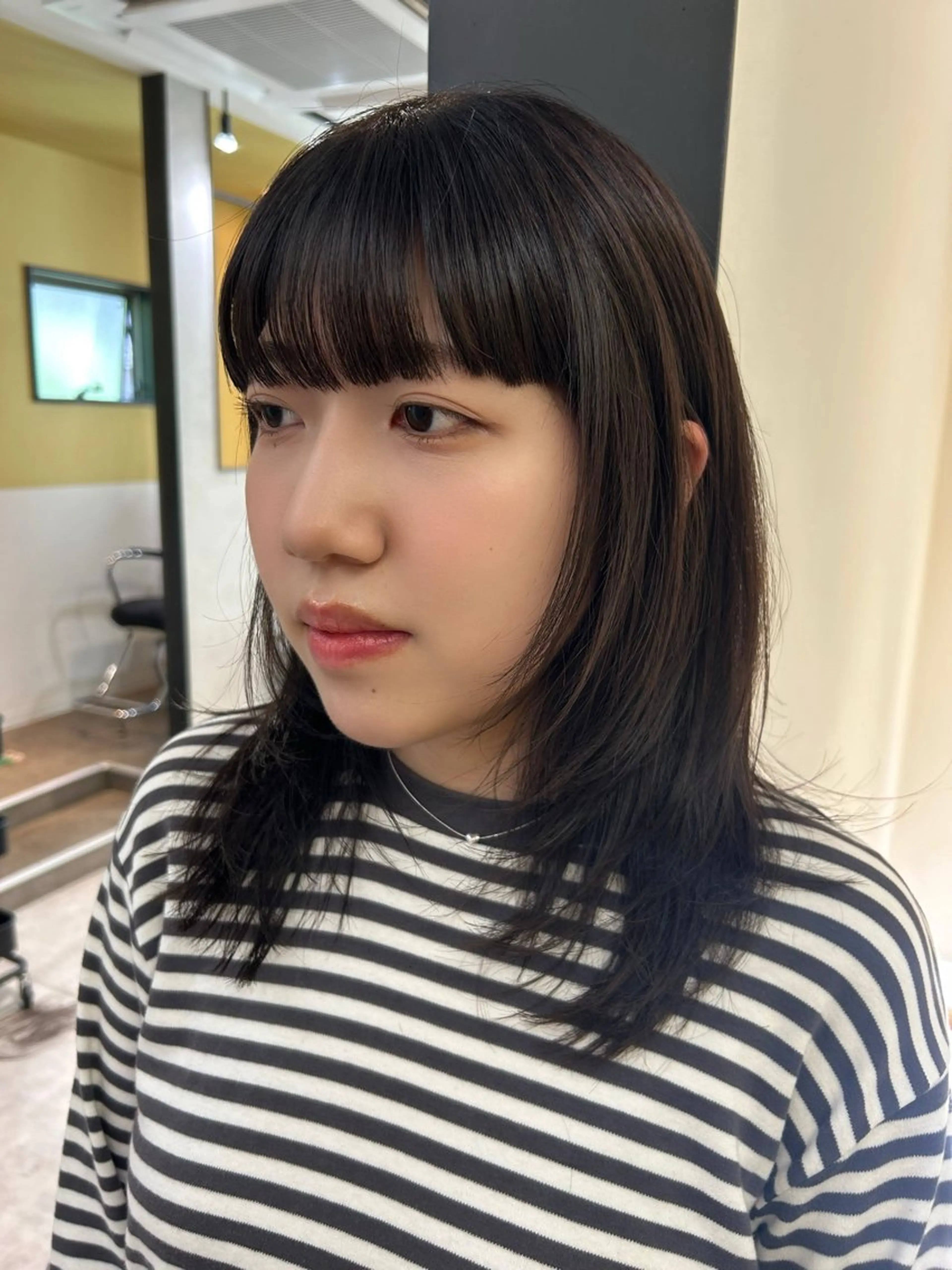 セミロング カラー ハッシュカット 韓国風ヘア カット ヘアカラー トリートメント hub hair レイヤー/透明感のヘアスタイル