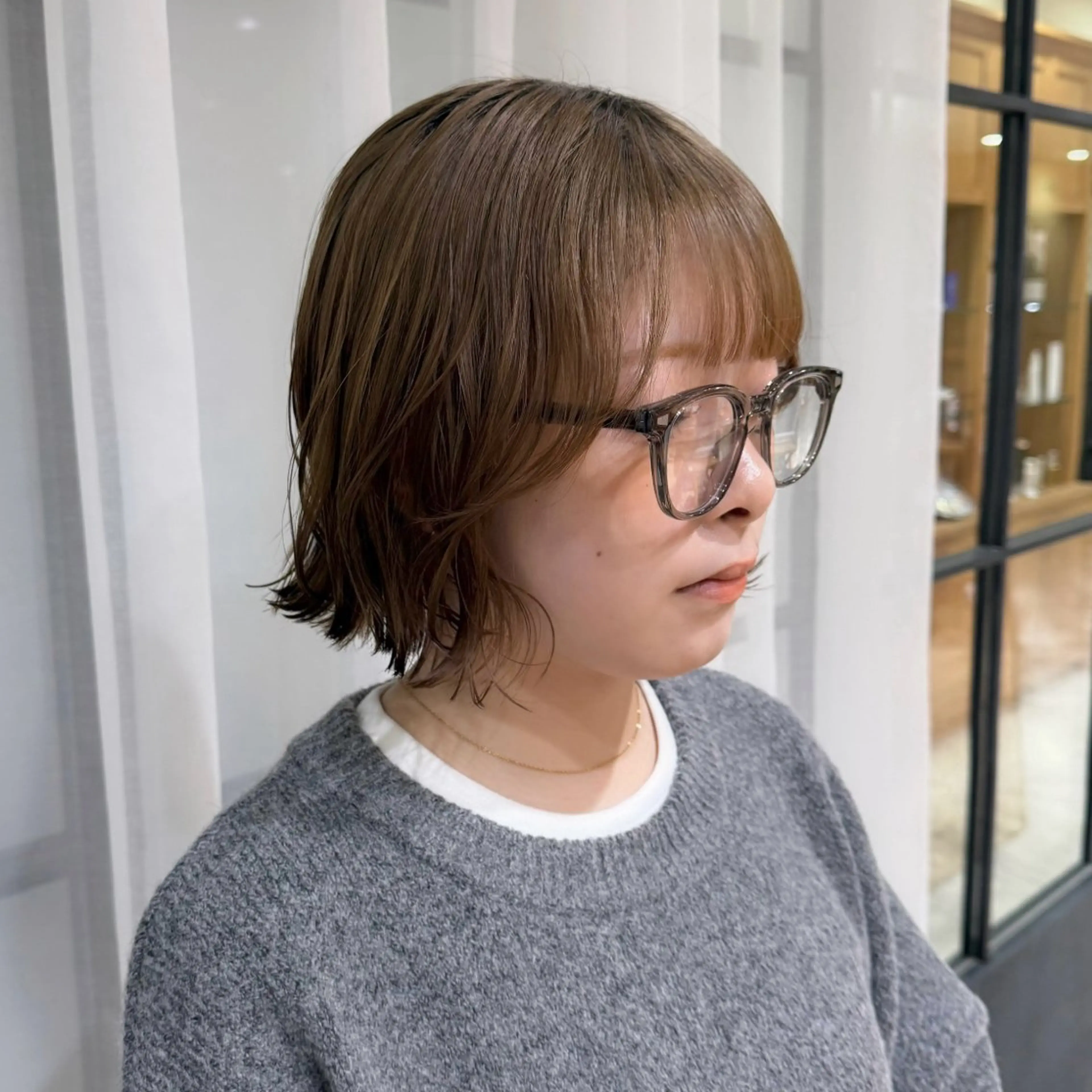 ミディアム カラー ベージュカラー ボブ レイヤーカット カット Lumier de mashu所属・nana/ボブ/ レイヤー/メンズのヘアスタイル