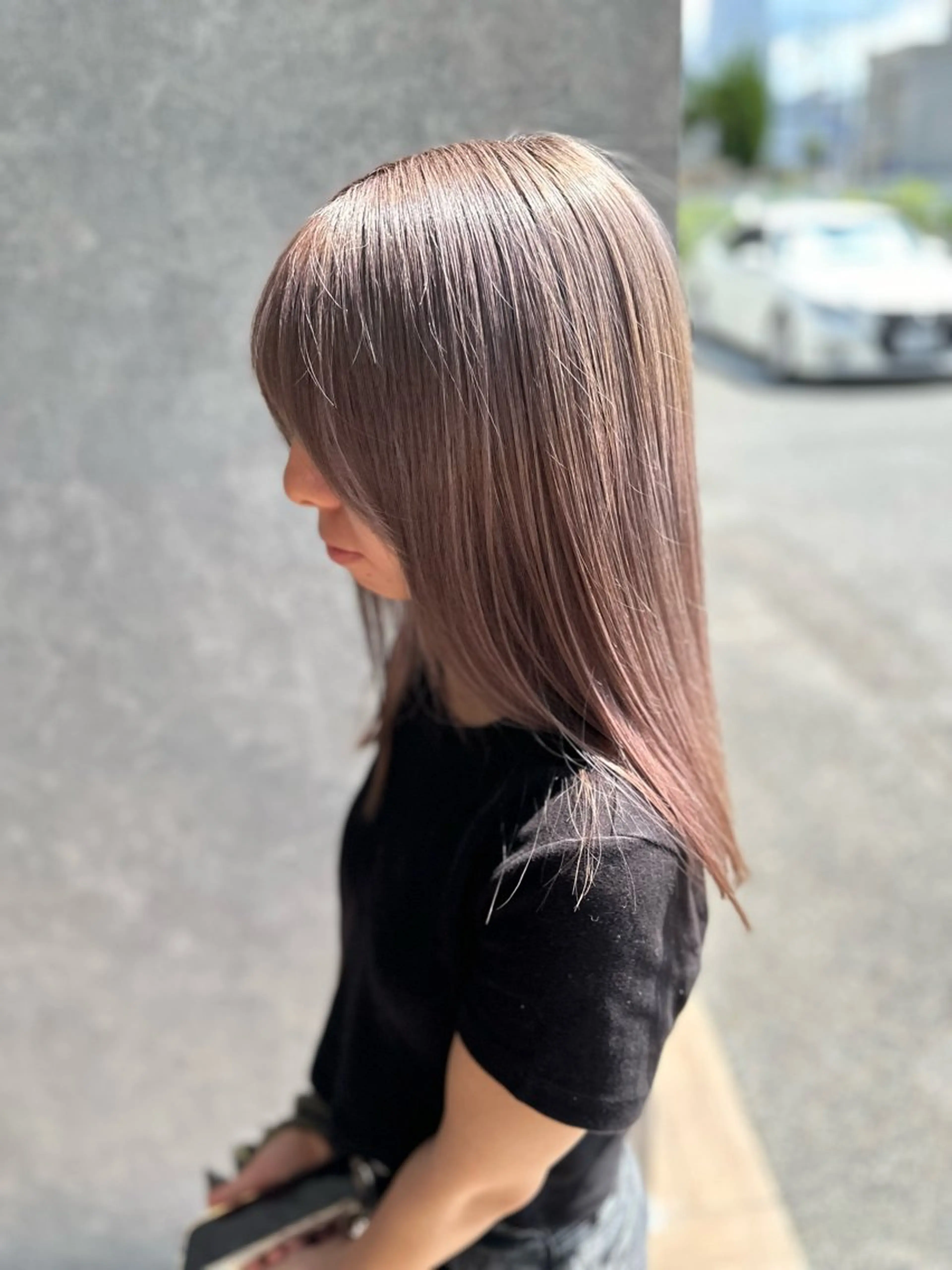 セミロング カラー グレージュ 透明感カラー/韓国風 /髪質改善/ゴトウのヘアスタイル