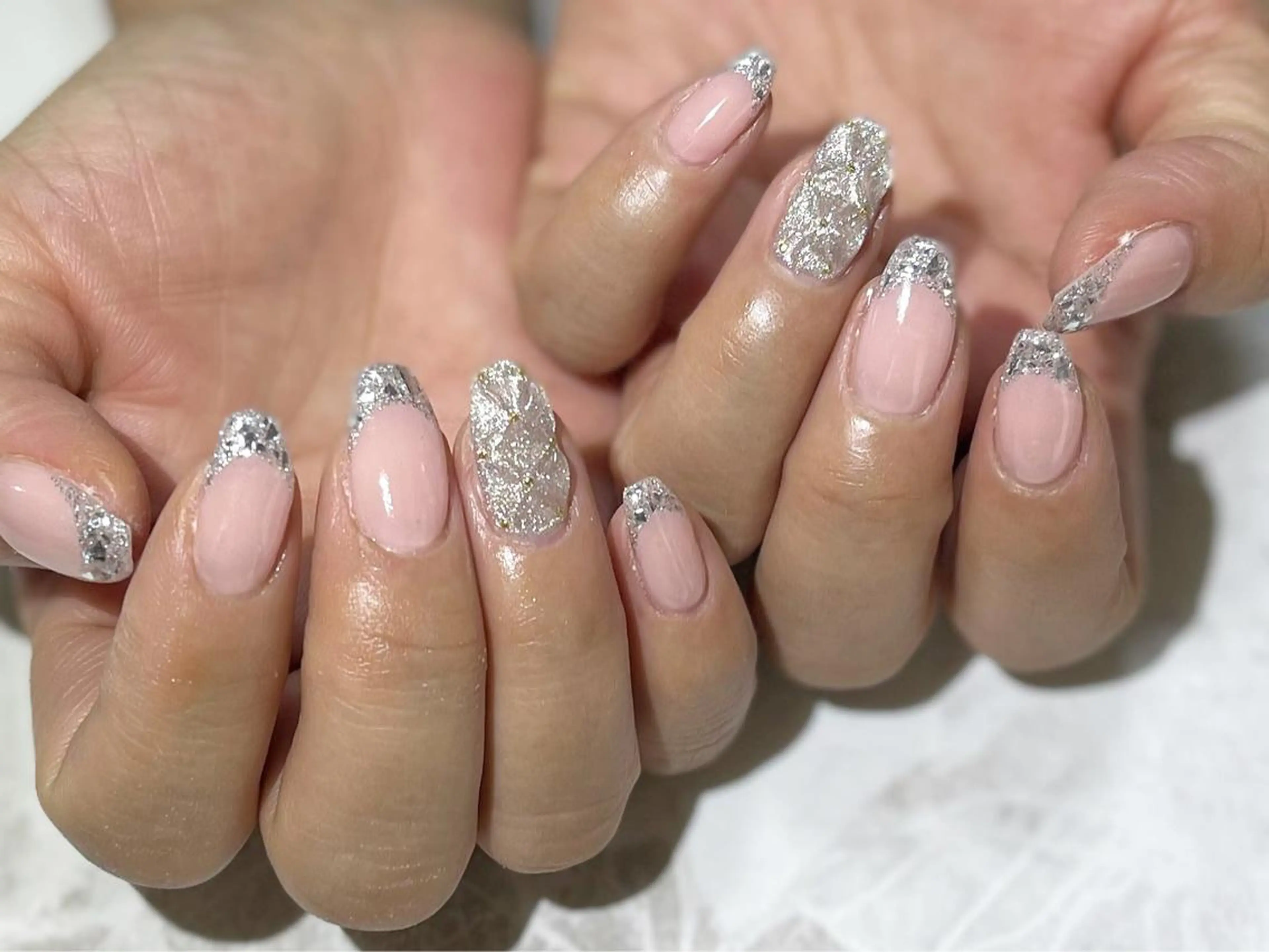 ネイル フットネイル フレンチネイル ガラスフレンチ ニュアンスネイル シンプルネイル ネイル フフラ所属・nail fufla ♡yamane♡のネイルデザイン