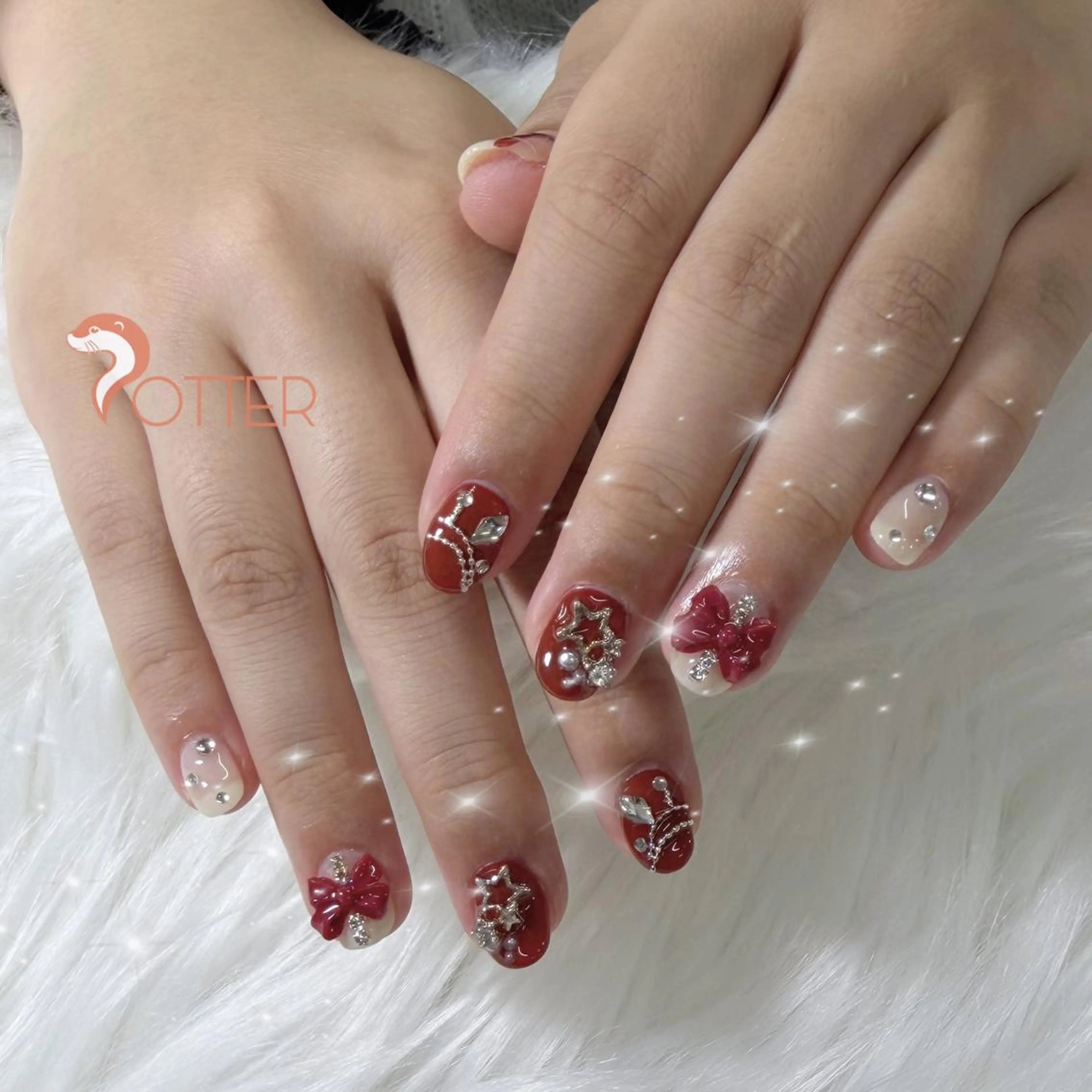 ネイル 冬ネイル クリスマス ハンドネイル OTTER NAILのネイルデザイン