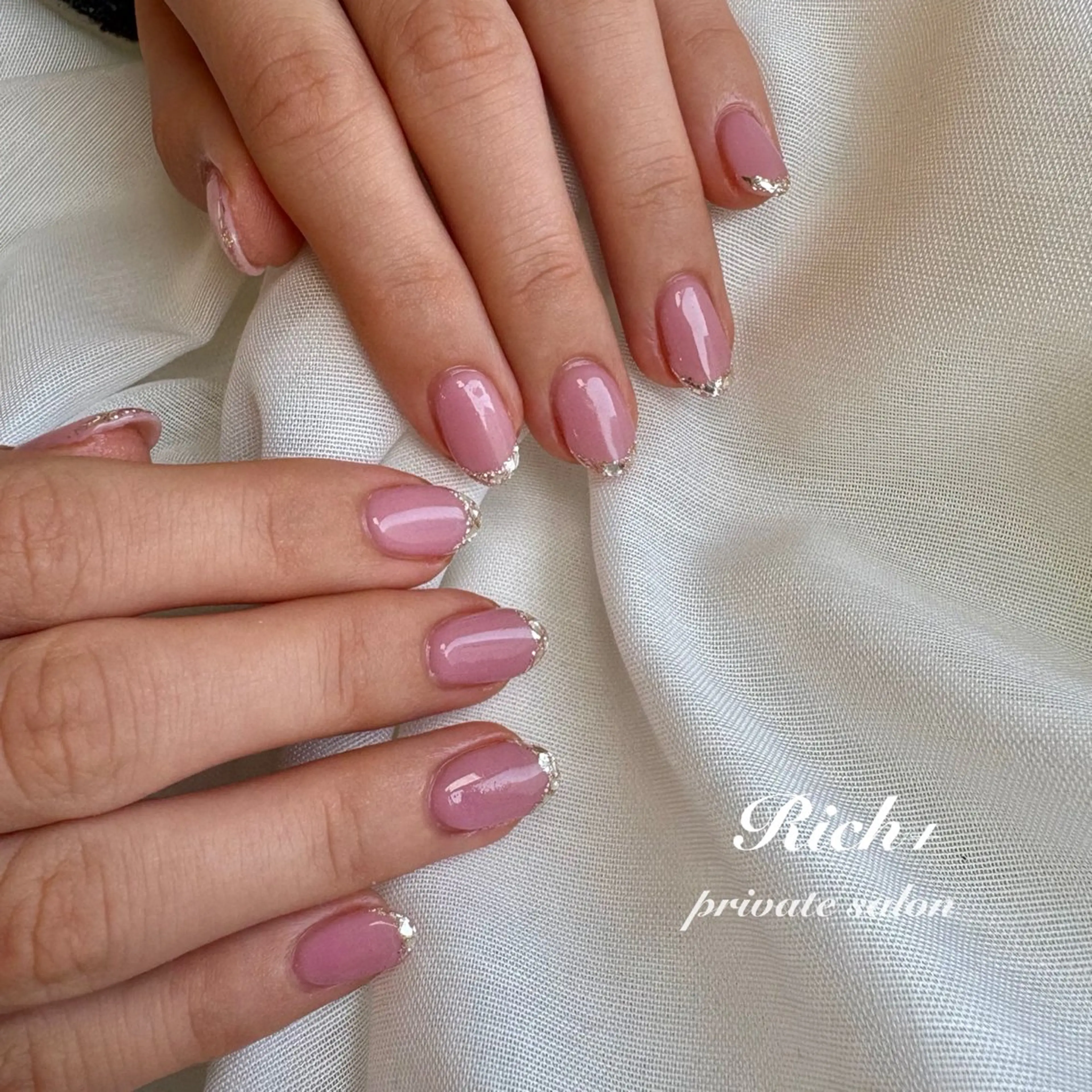 ネイル フレンチネイル ガラスフレンチ ハンドネイル Rich+nail Mayuのネイルデザイン