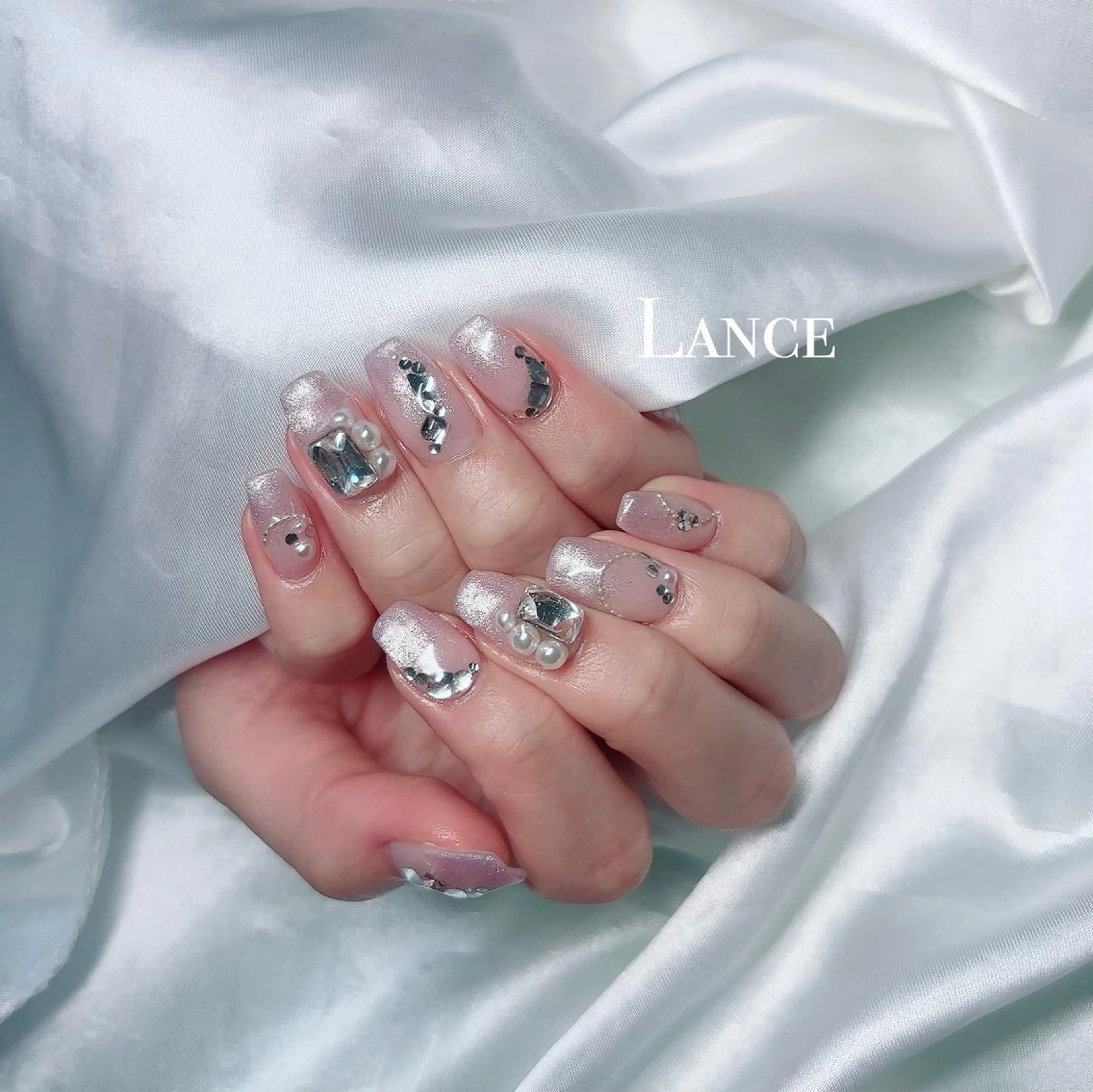 ネイル オーロラネイル フットネイル フレンチネイル ハート キラキラネイル ハンドネイル Lance nailのネイルデザイン