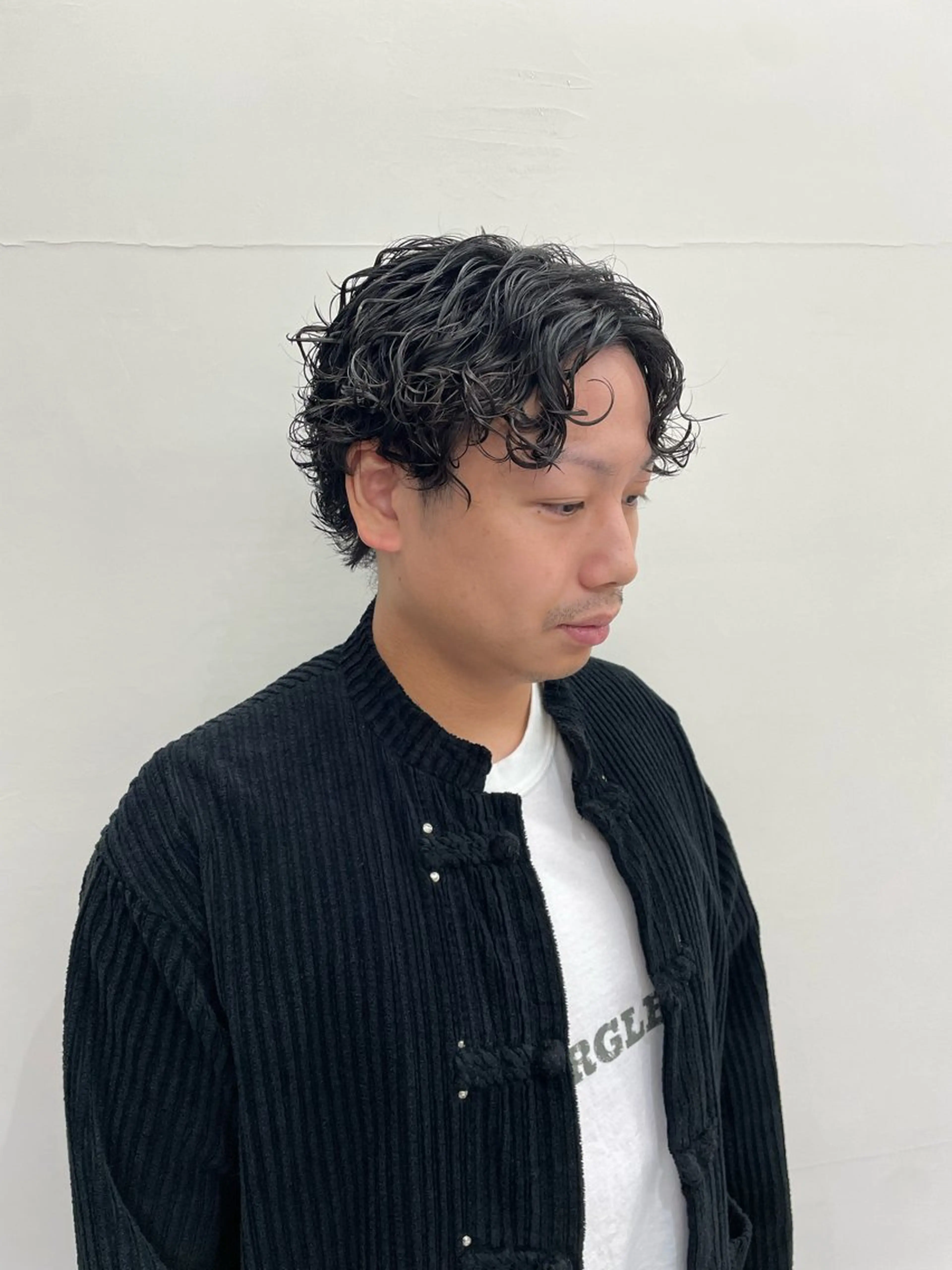 パーマ メンズ メンズパーマ 慎太朗/パーマ/ボブ /センターパートのヘアスタイル