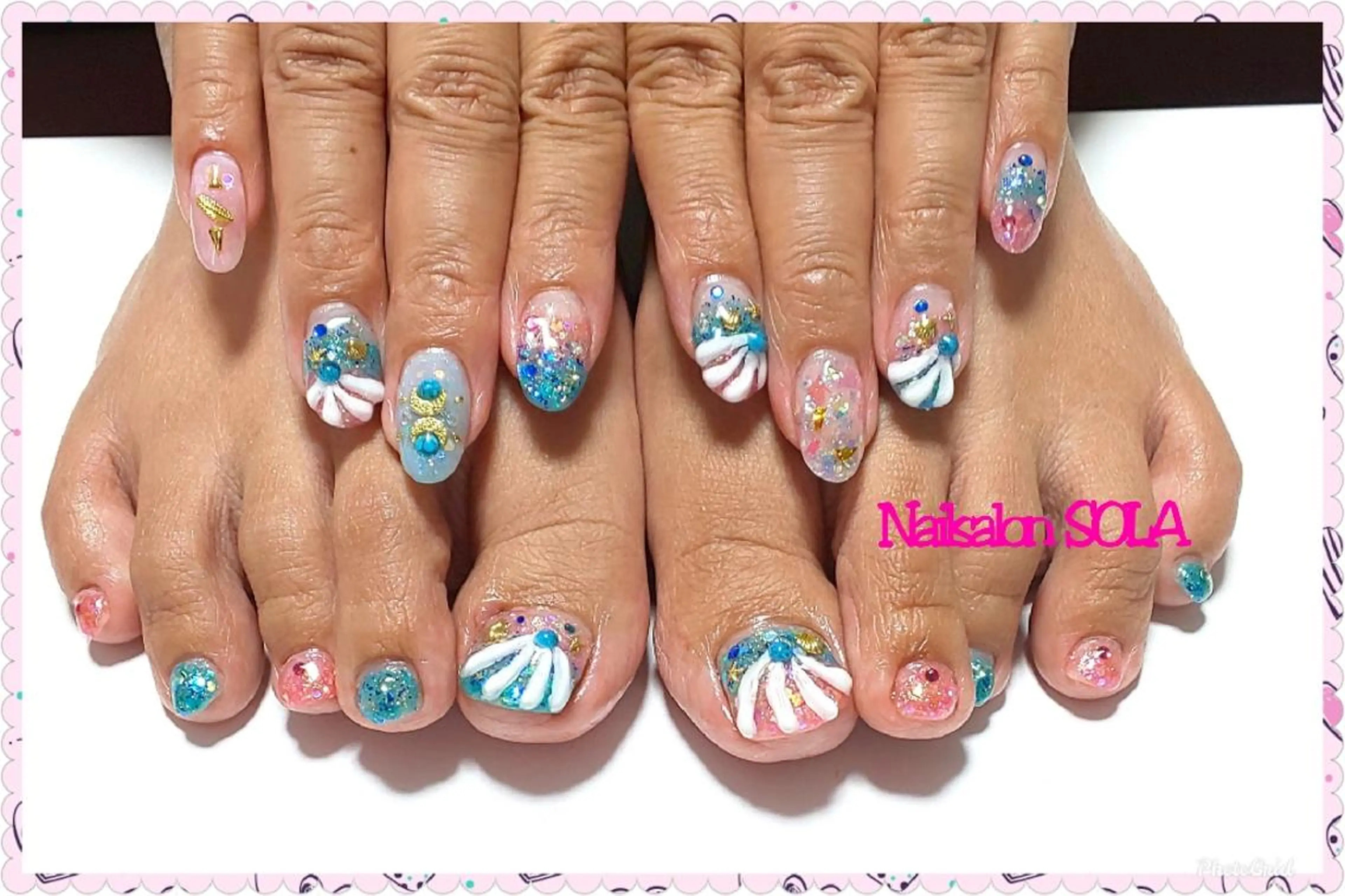 ネイル キラキラネイル おそろいネイル 夏ネイル 田代 夏子のネイルデザイン