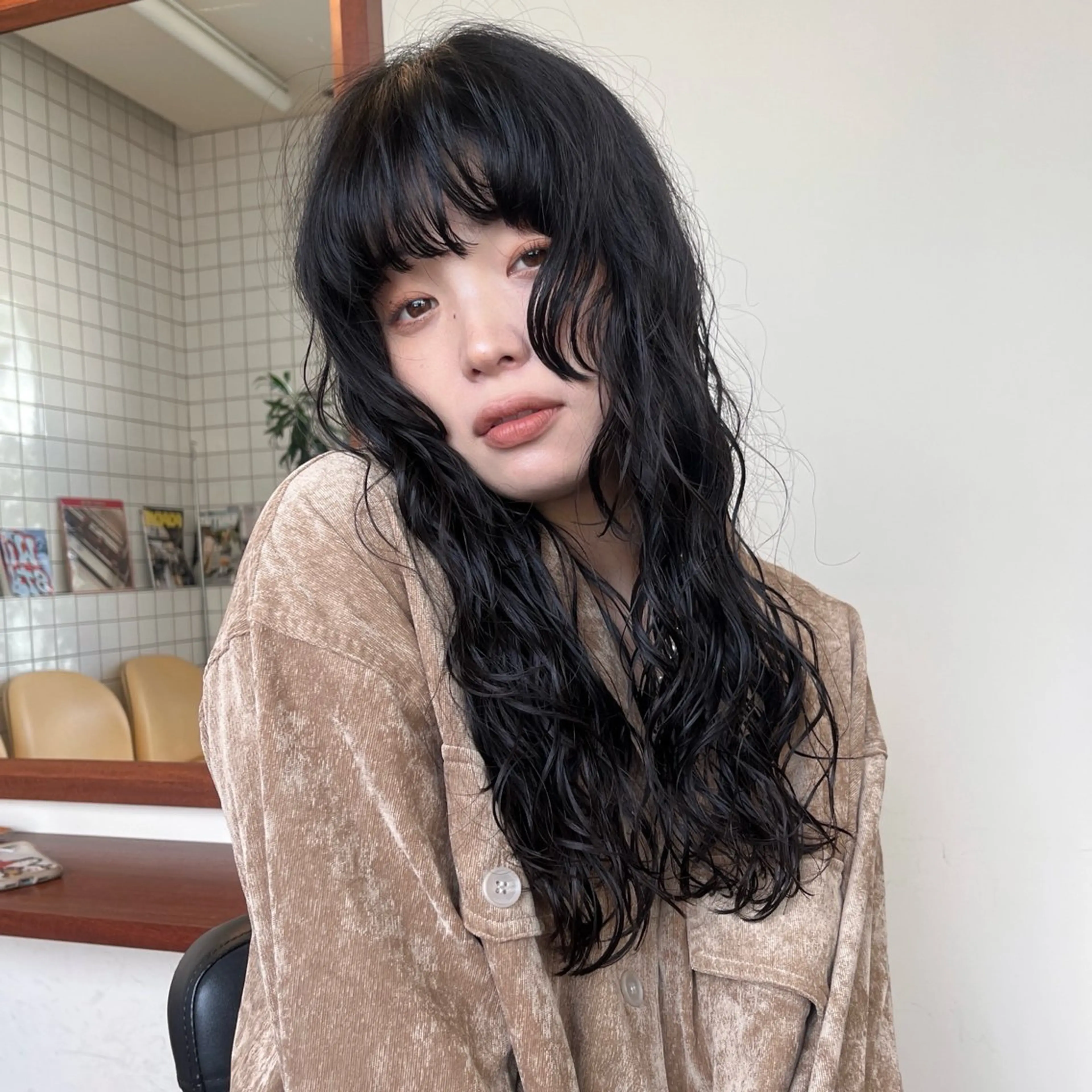 ロング カラー パーマ 似合わせカット ボブパーマ/パーマ ウルフパーマのヘアスタイル