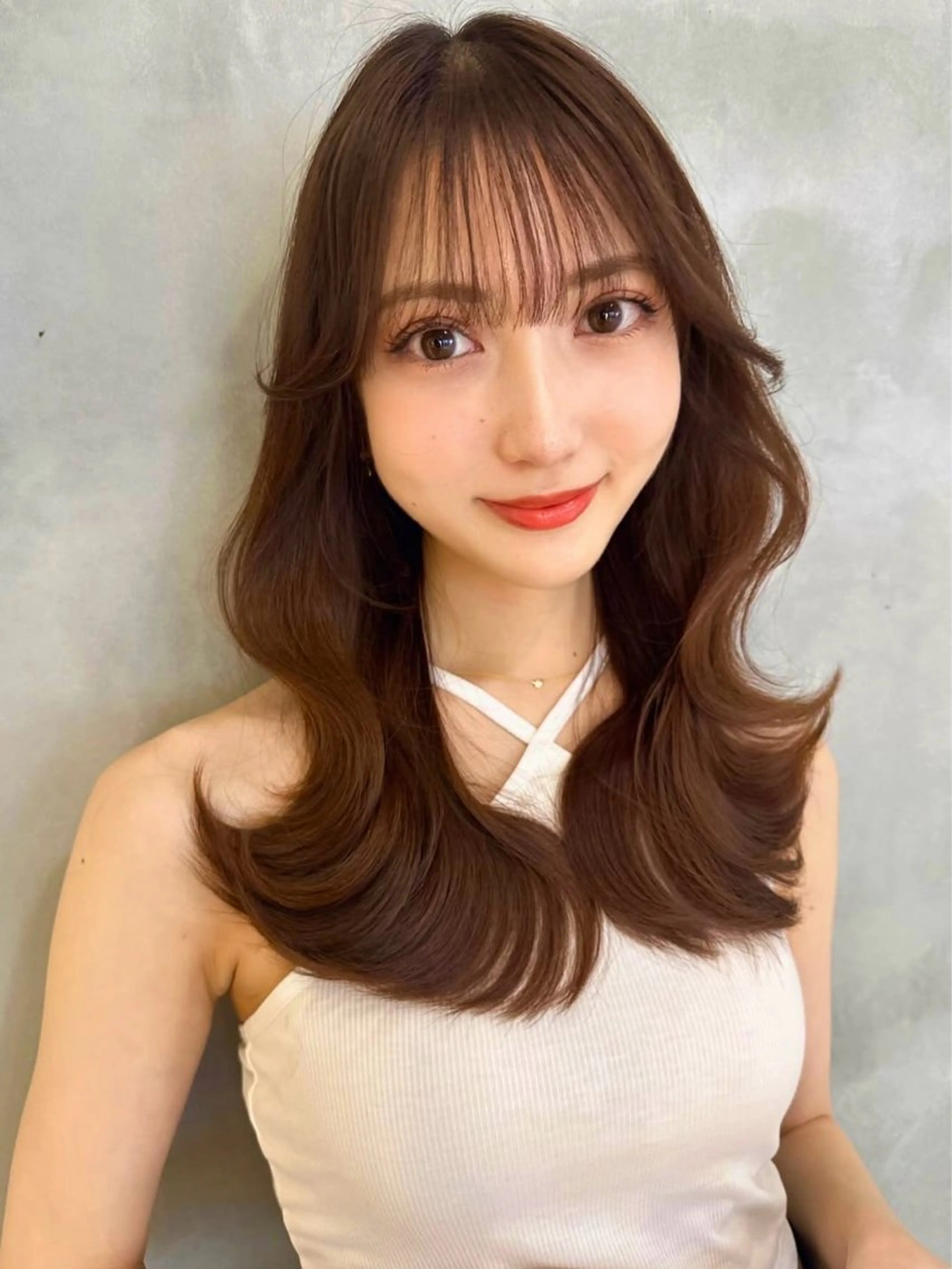 セミロング カラー カット ヘアカラー トリートメント レイヤー/韓国 ハイトーン興津史弥のヘアスタイル