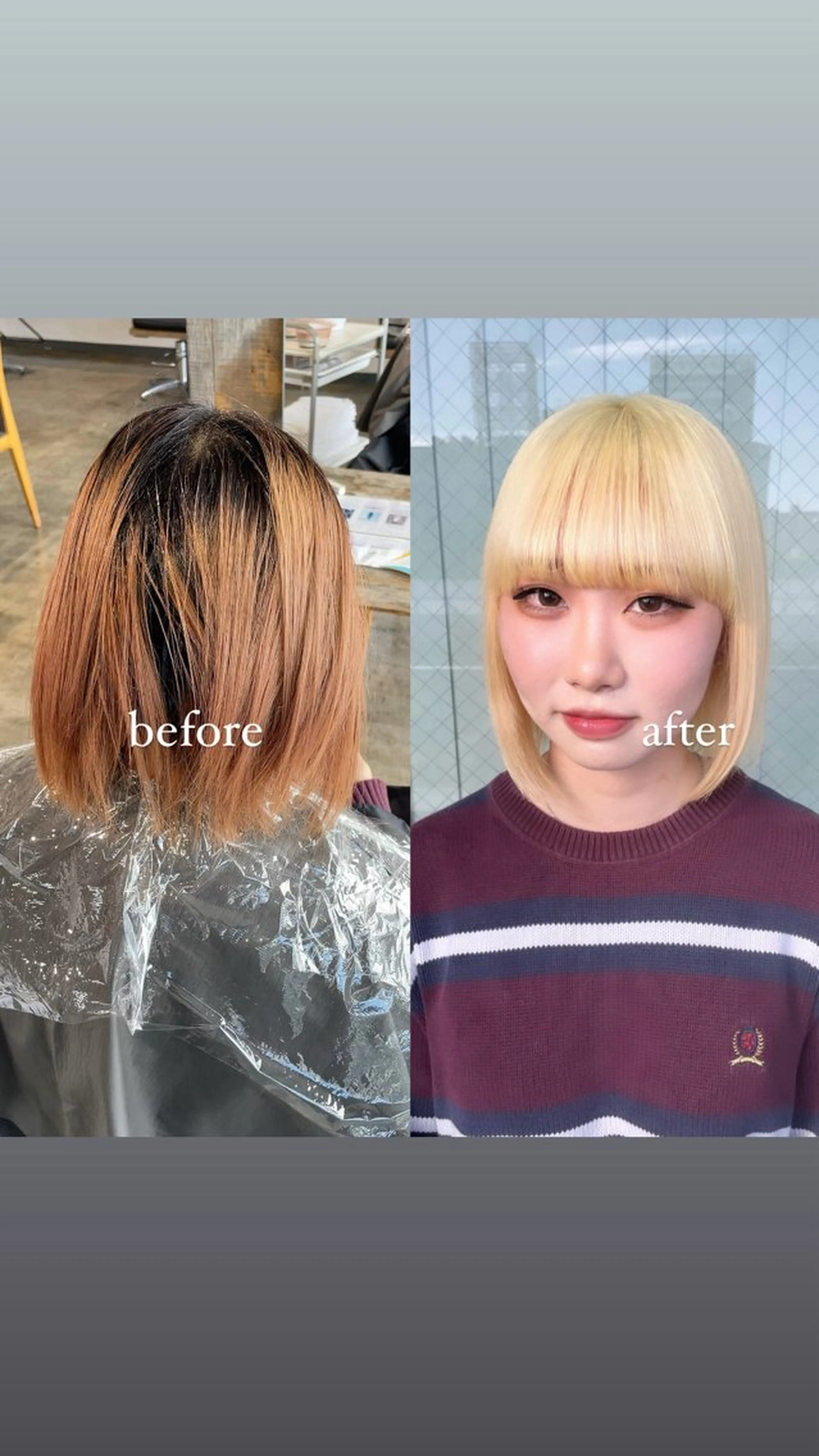 セミロング カラー ブリーチ ブロンド ケアブリーチ ハイトーンカラー ボブ ヘアカラー トリートメント 暖色カラー🍒 ケアブリーチ/akiのヘアスタイル