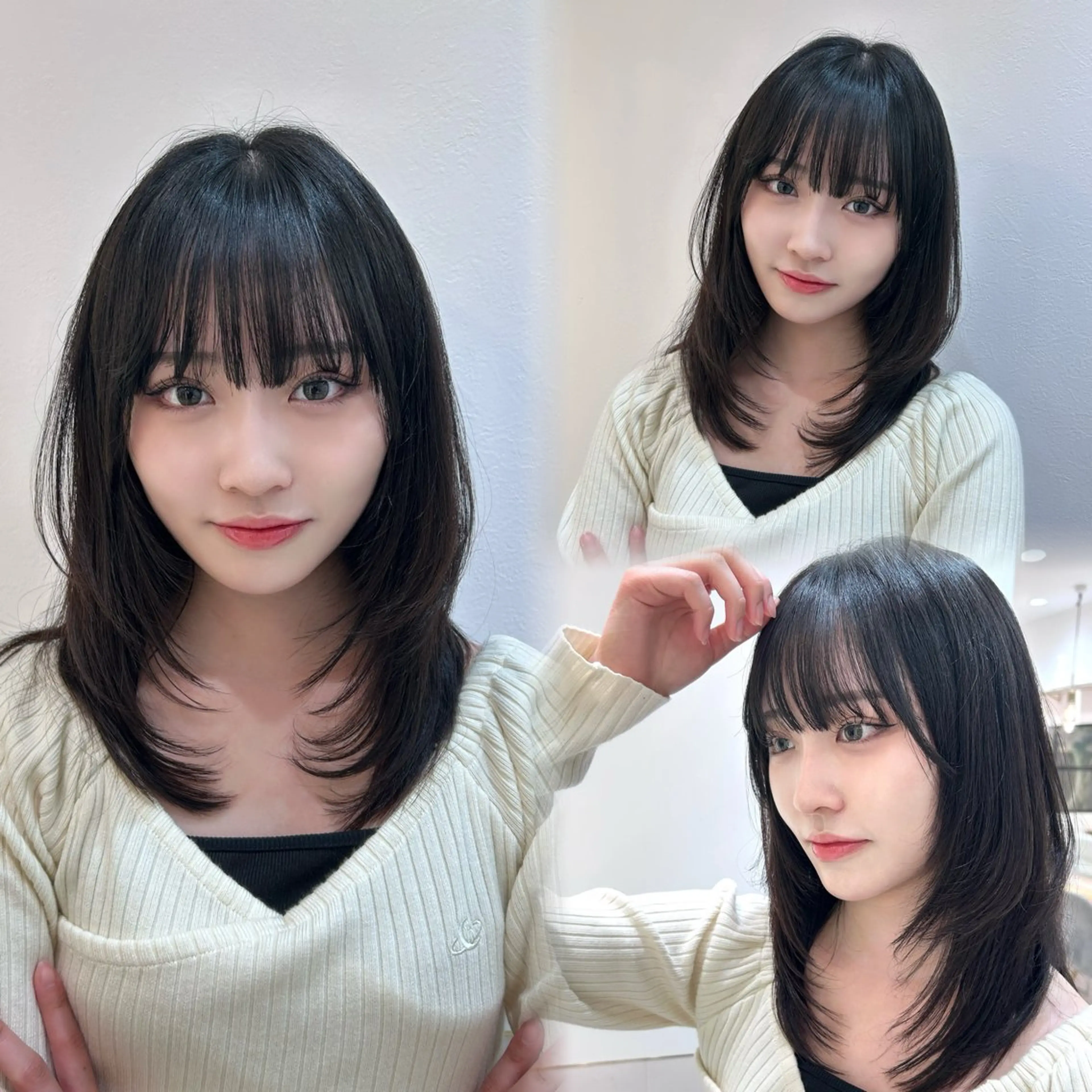 ミディアム ミディアムレイヤー 顔まわりレイヤー レイヤーカット ウルフカット ウルフレイヤー カット ヘアカラー トリートメント ボブ/レイヤーボブ/ 髪質改善/梶川 夏季のヘアスタイル