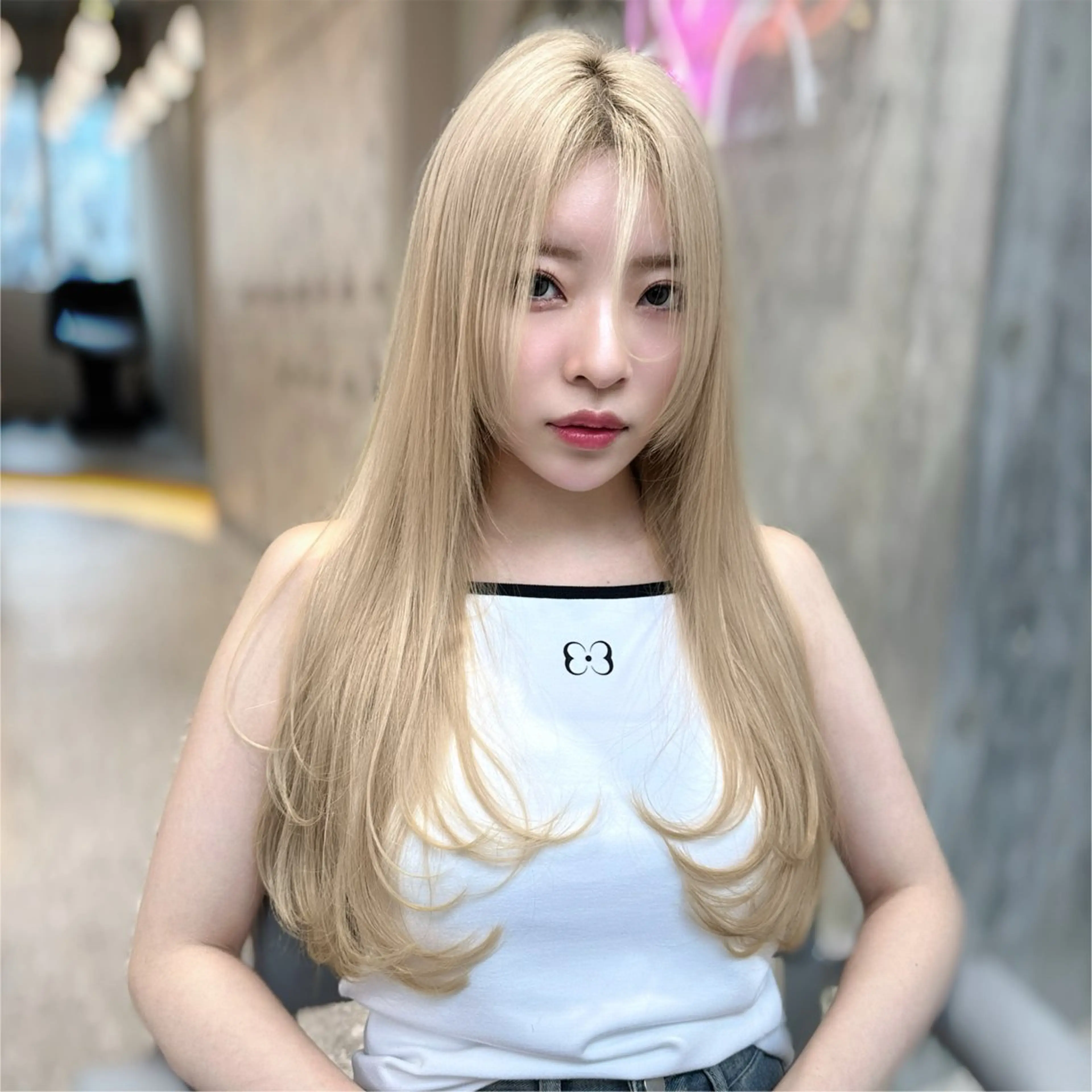 セミロング カラー カット ヘアカラー トリートメント ヘッドスパ 新宿/韓国風レイヤー 髪質改善/渋谷直樹のヘアスタイル