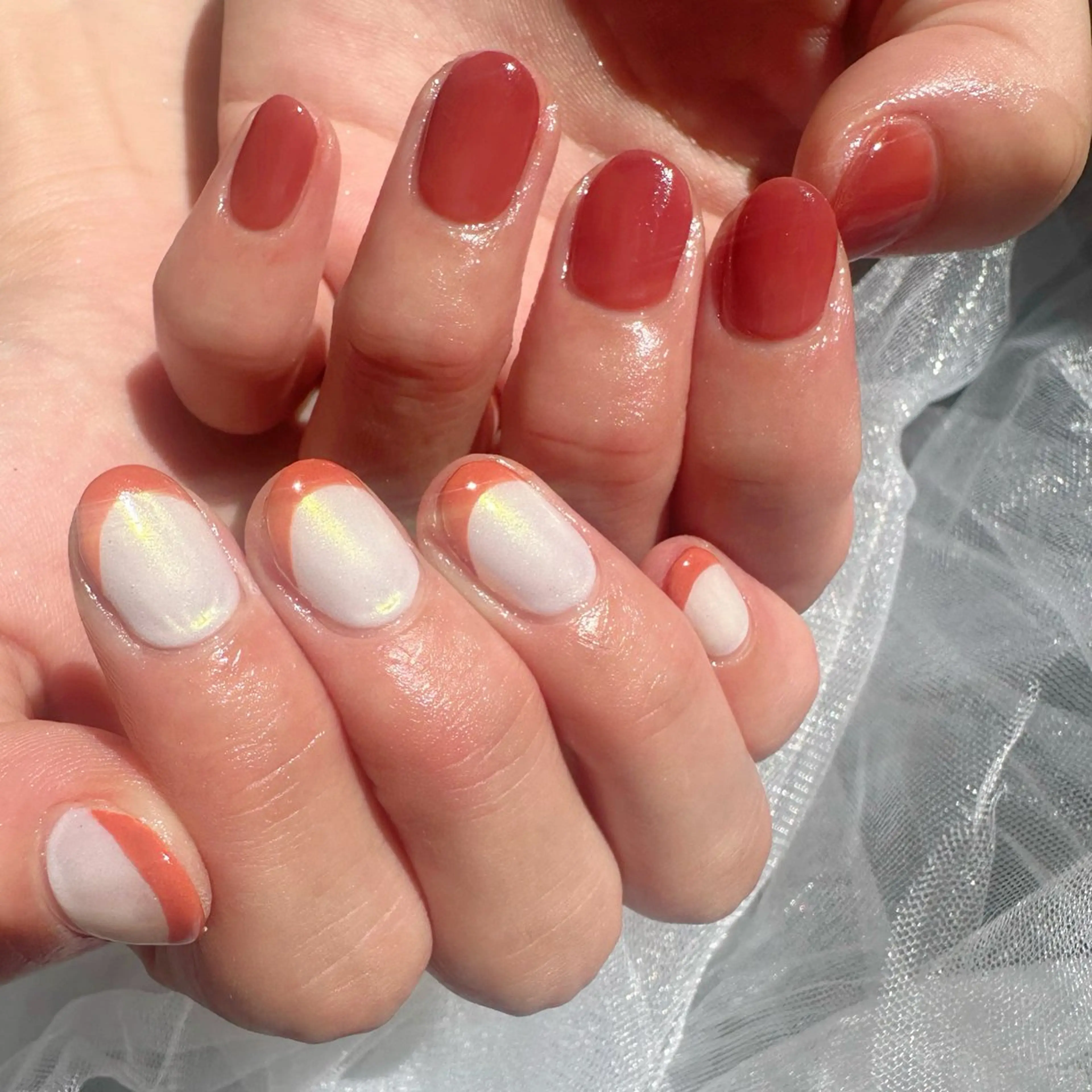 ネイル オーロラネイル フレンチネイル 氷ネイル・うるうるネイル 韓国ネイル ミラーネイル 🪞KAPE NAIL 🪞のネイルデザイン