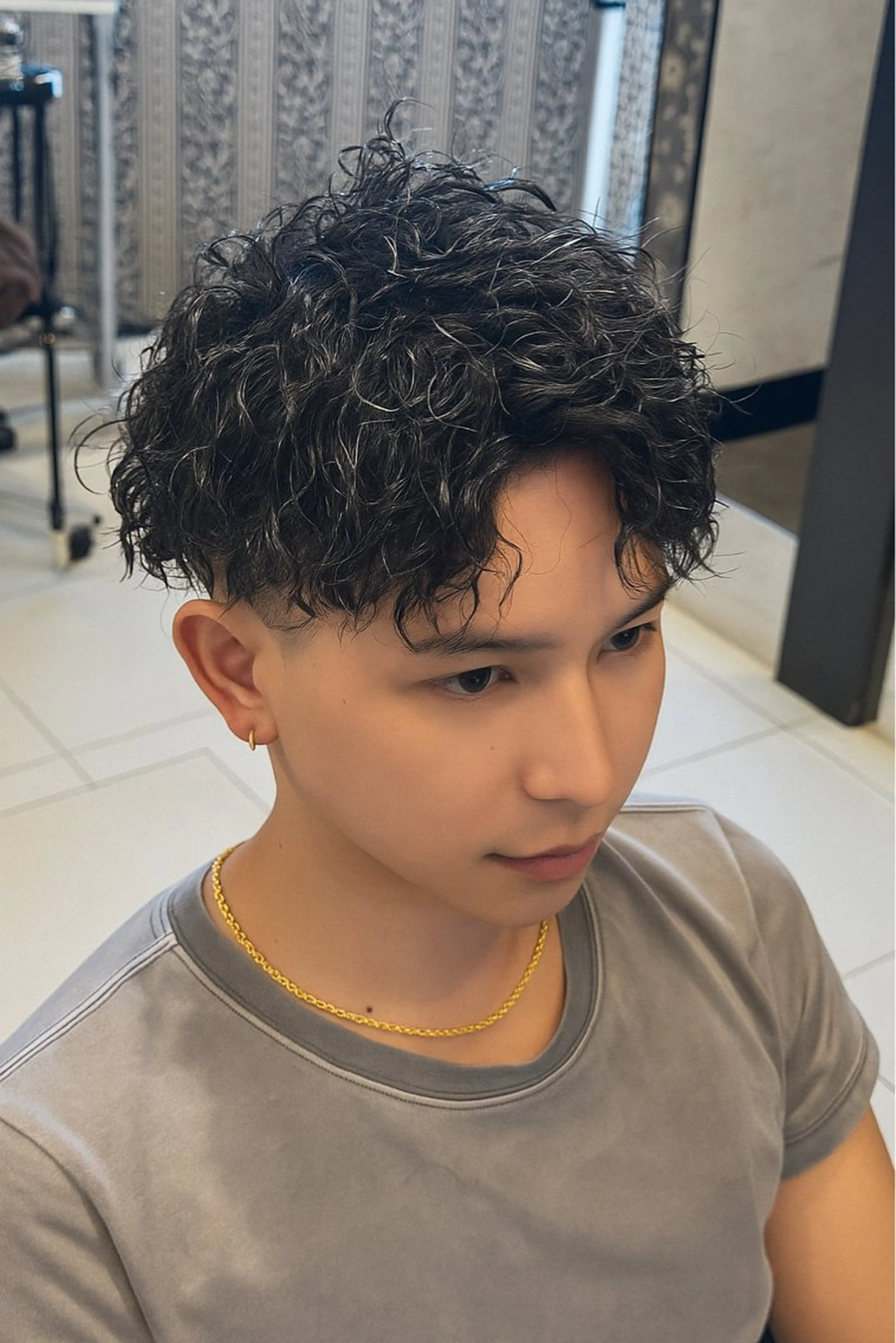 ショート パーマ メンズ カット ヘアカラー パーマ 縮毛矯正 トリートメント メンズ特化/竹の塚 オザキ コウセイのヘアスタイル