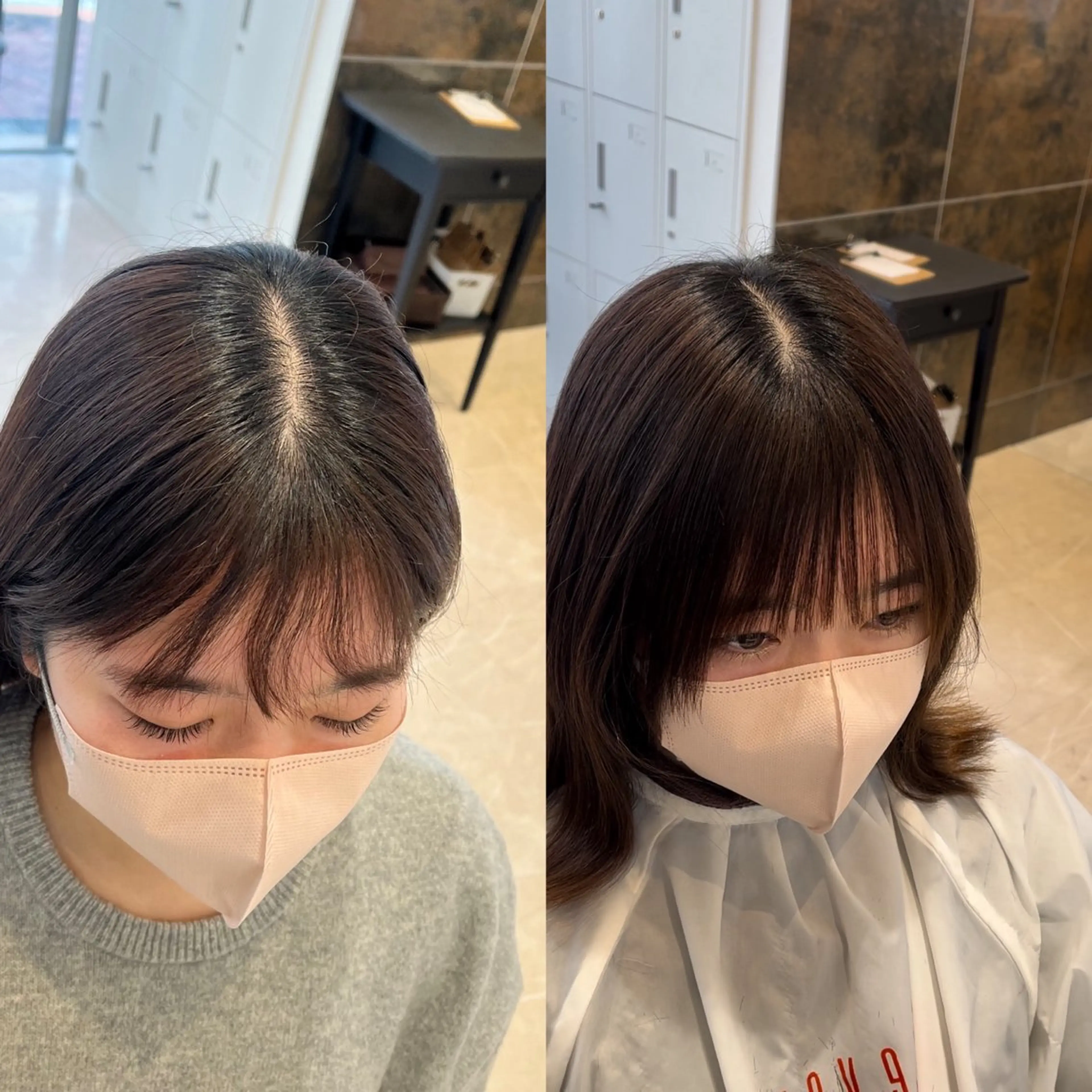 ミディアム カット 縮毛矯正 トリートメント ミタニ/髪質改善 /レイヤーカットのヘアスタイル