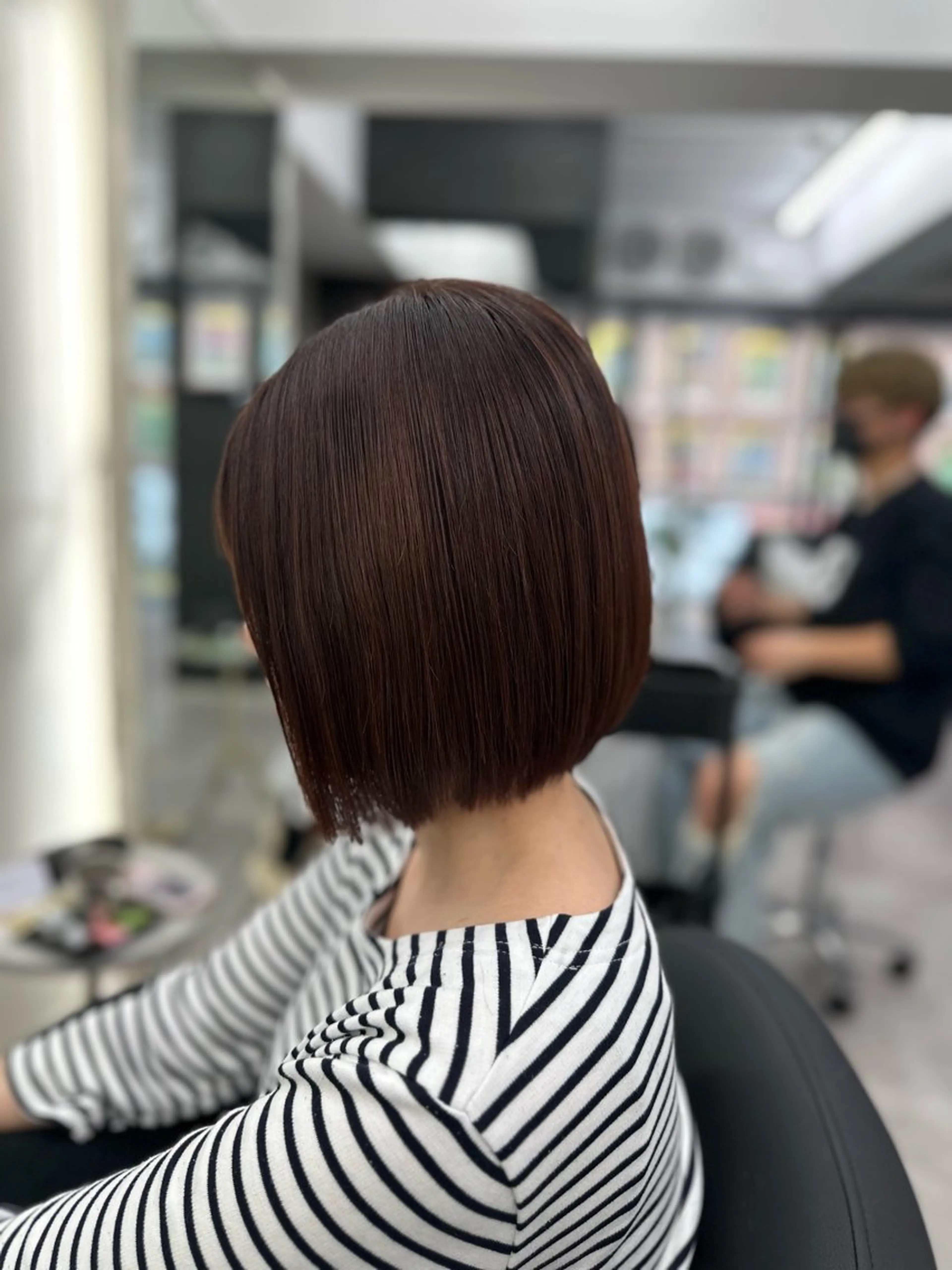 ミディアム パーマ ボブ 縮毛矯正 縮毛矯正/艶カラー /髪質改善/なんばのヘアスタイル