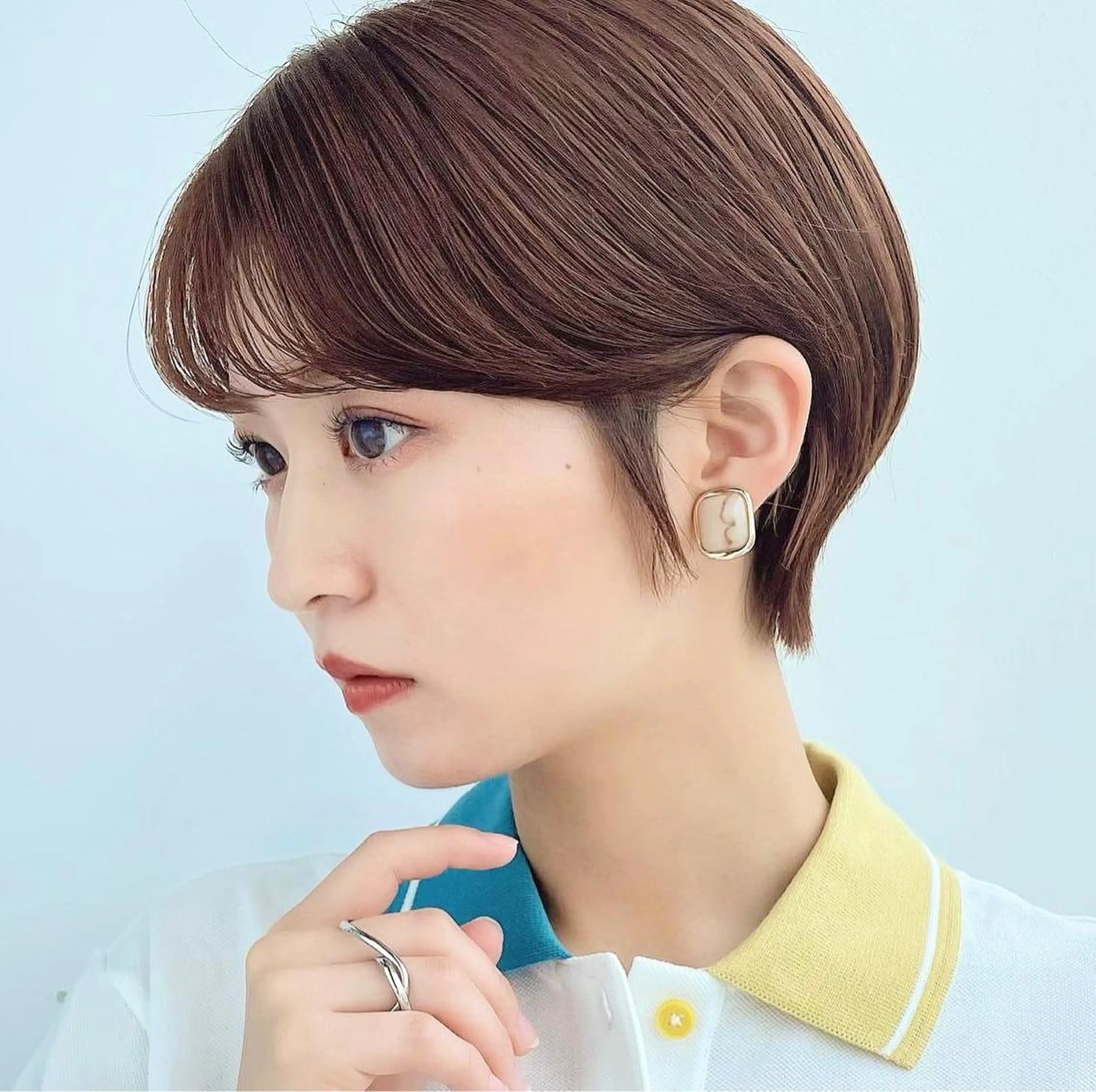 ショート パーマ ショートヘア レイヤー/ショート透 明感カラー/西田祐賀のヘアスタイル